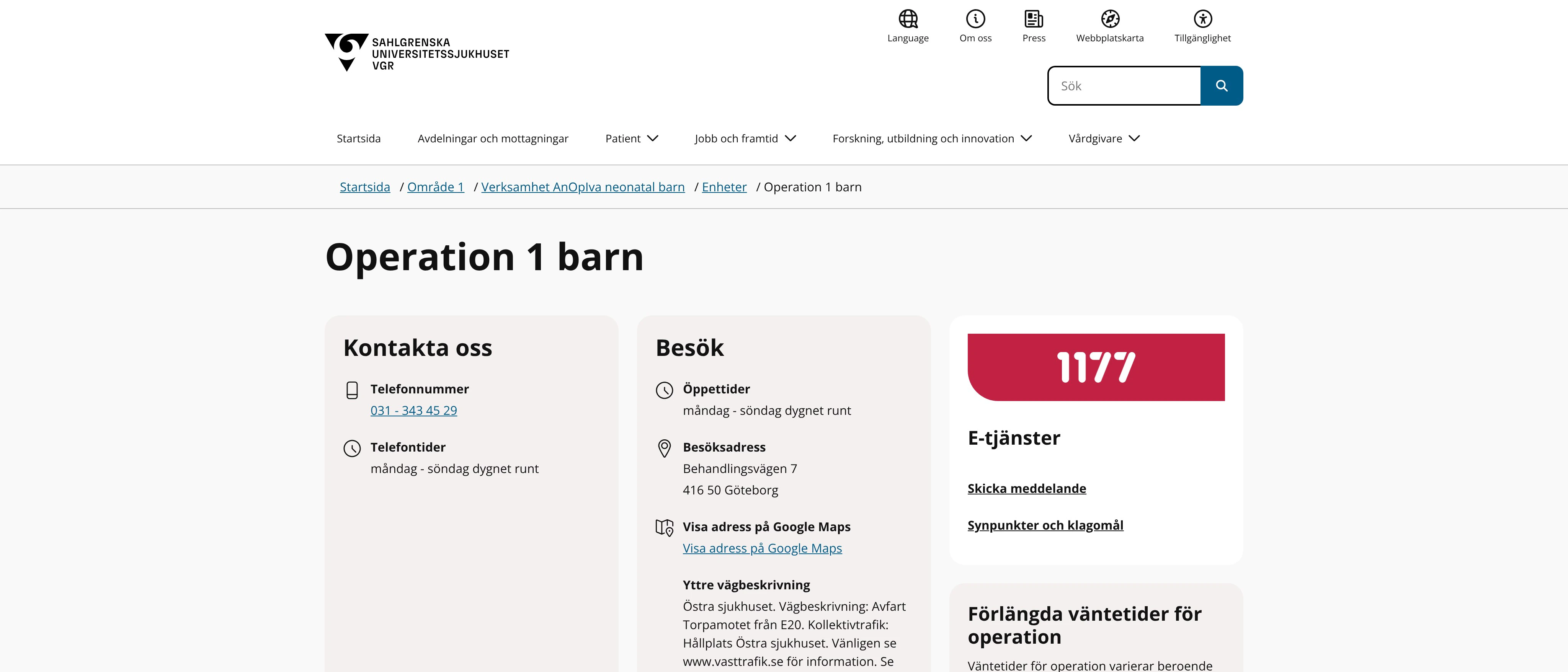 Operation 1 barn, Göteborg