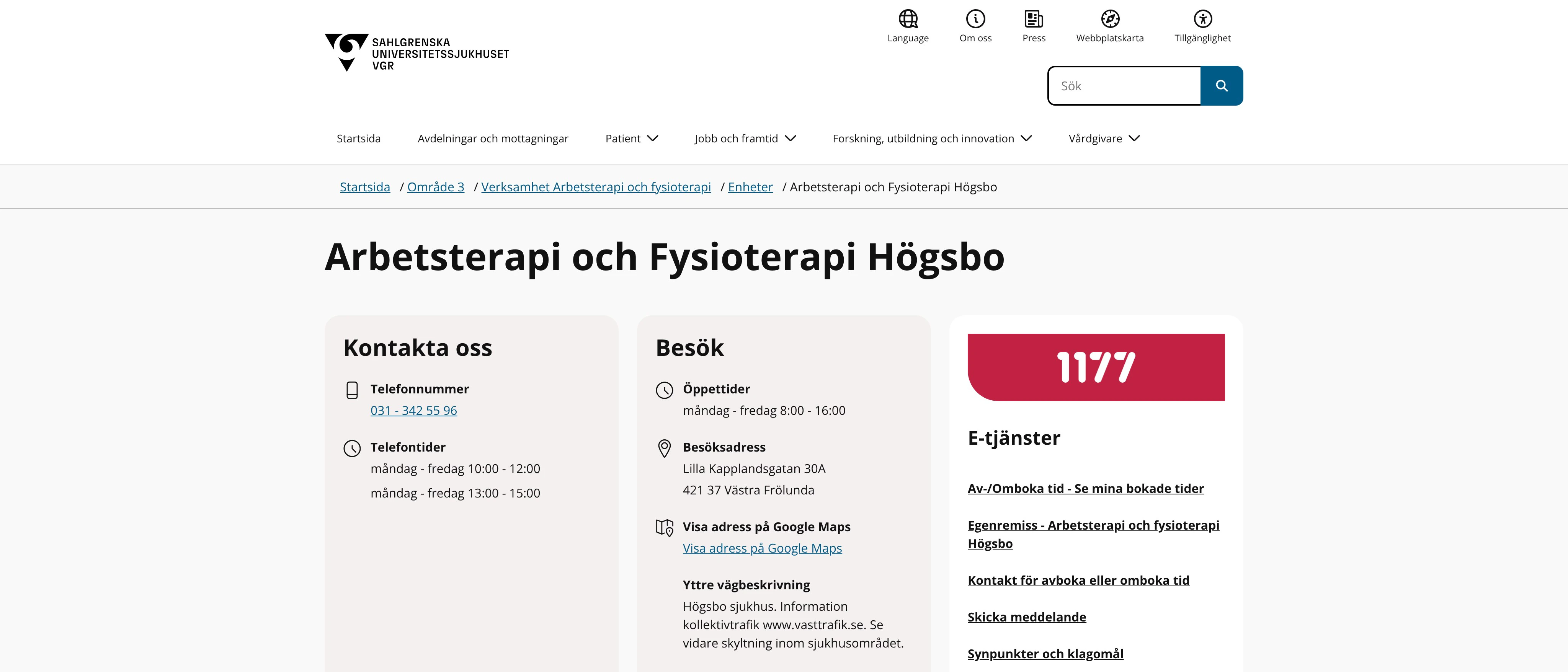 Arbetsterapi och fysioterapi Högsbo, Göteborg