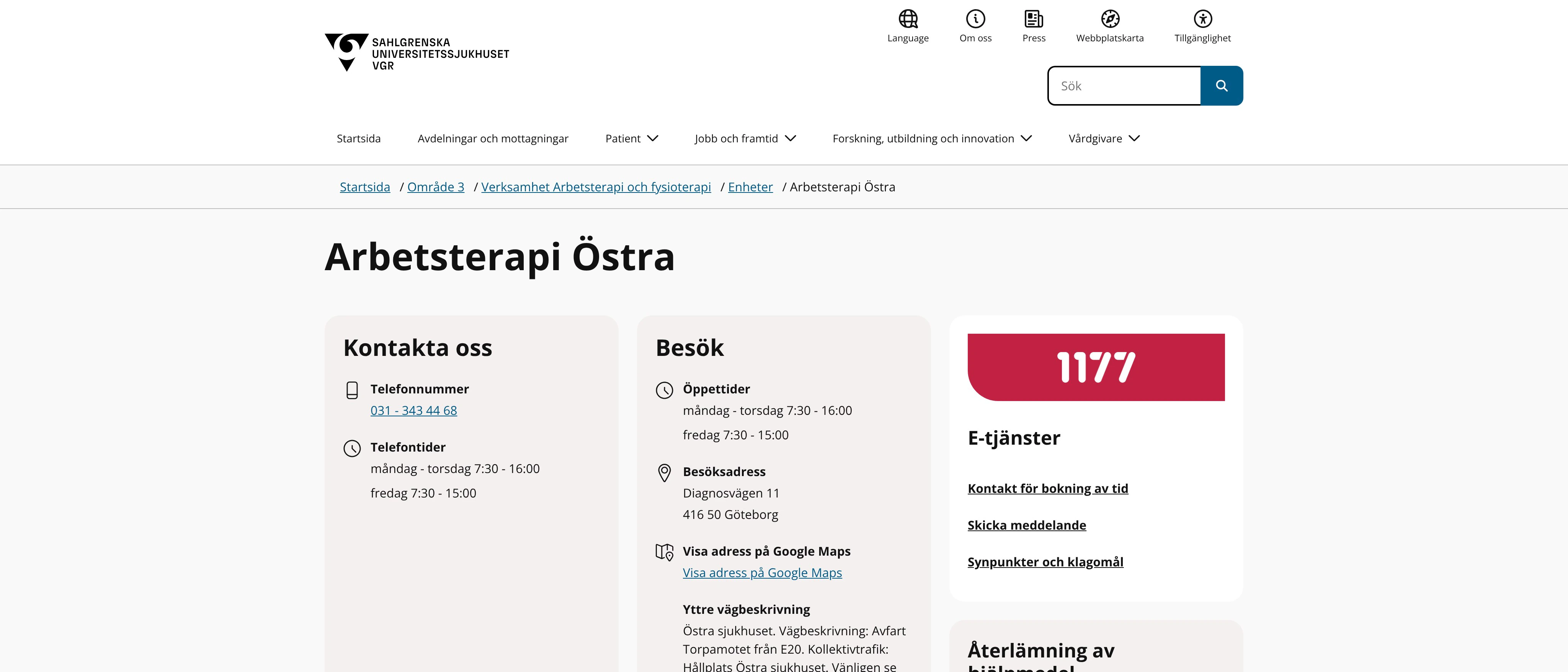 Arbetsterapi Östra, Göteborg