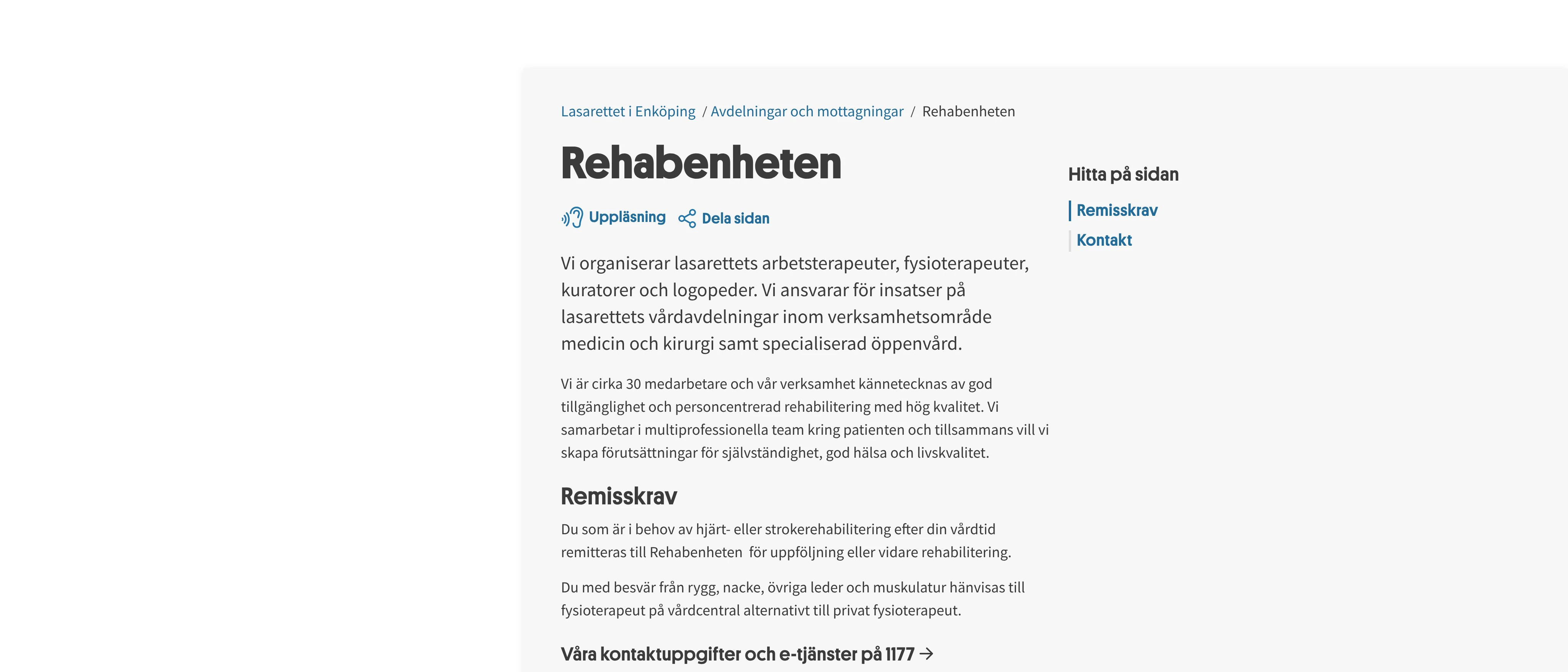 Rehabenheten - Lasarettet i Enköping