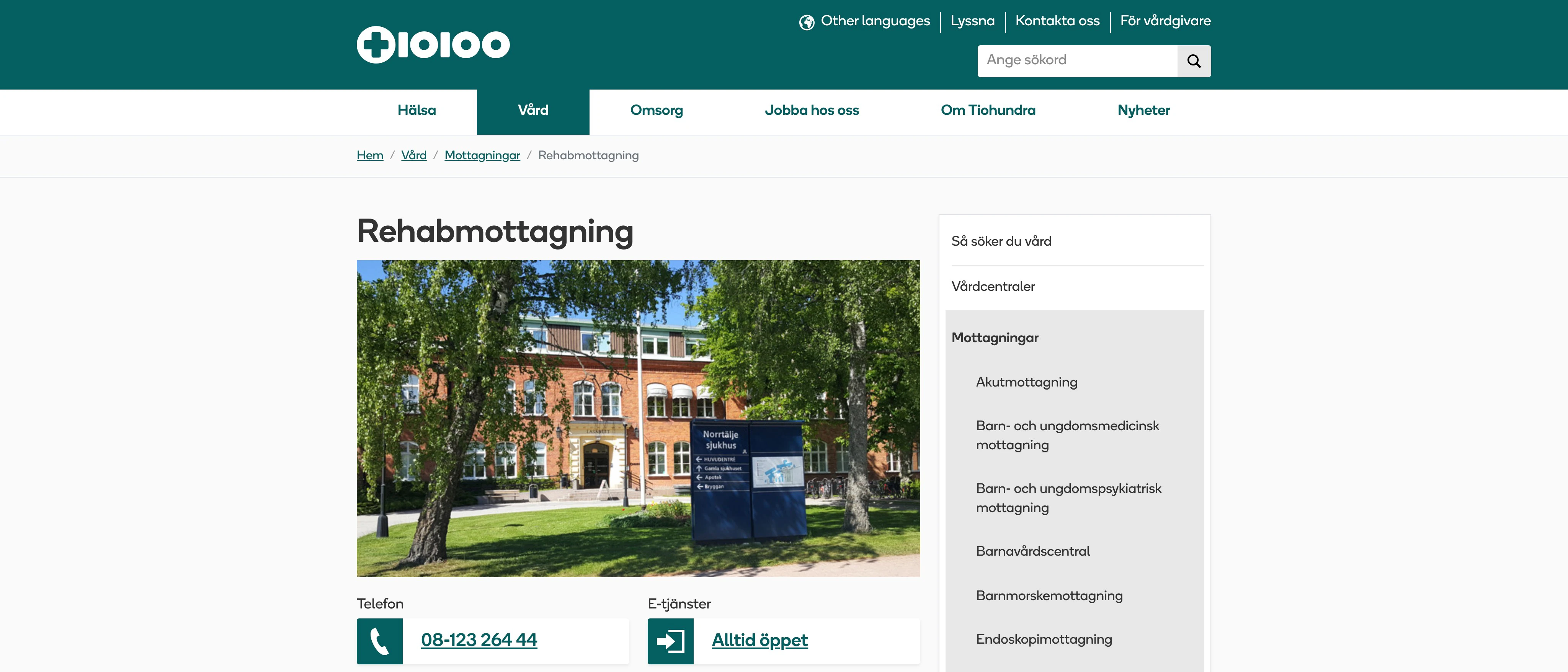 Rehabilitering, Norrtälje sjukhus Tiohundra