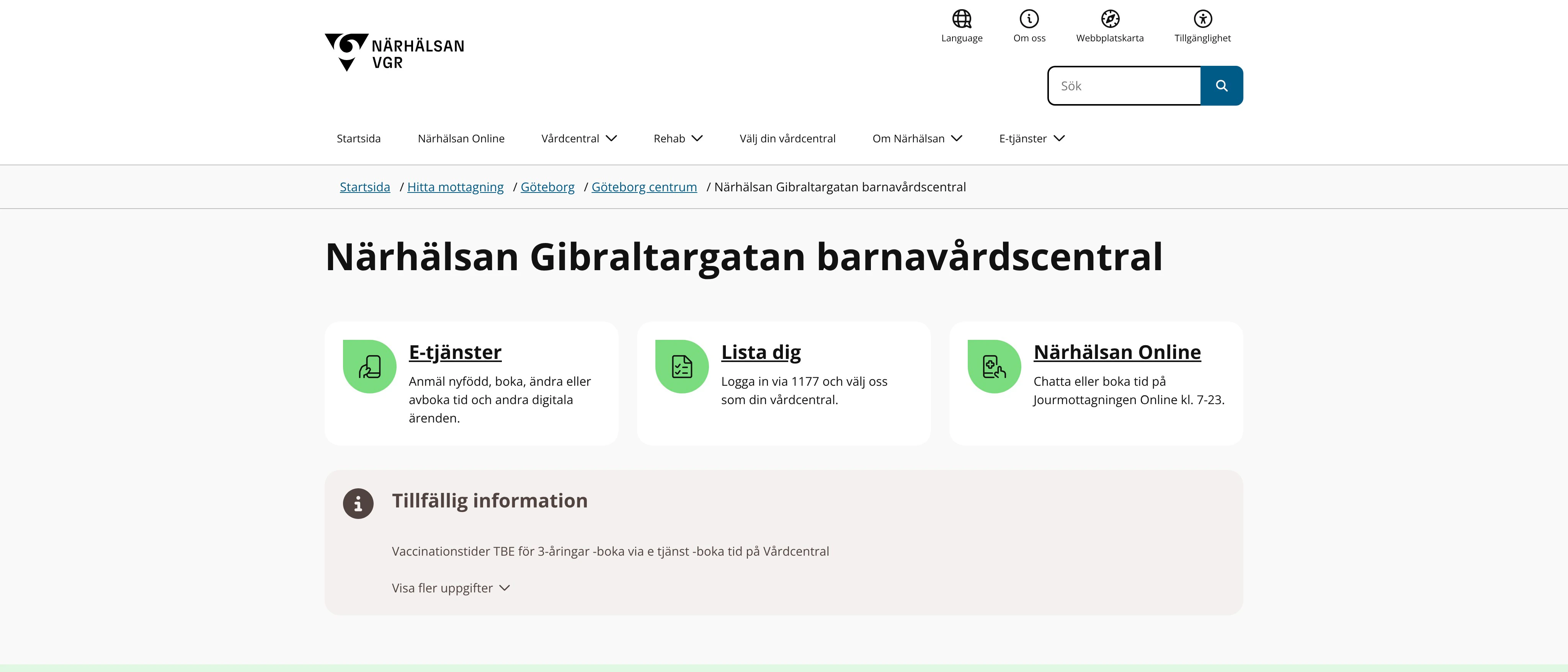 Närhälsan Gibraltargatan barnavårdscentral, Göteborg