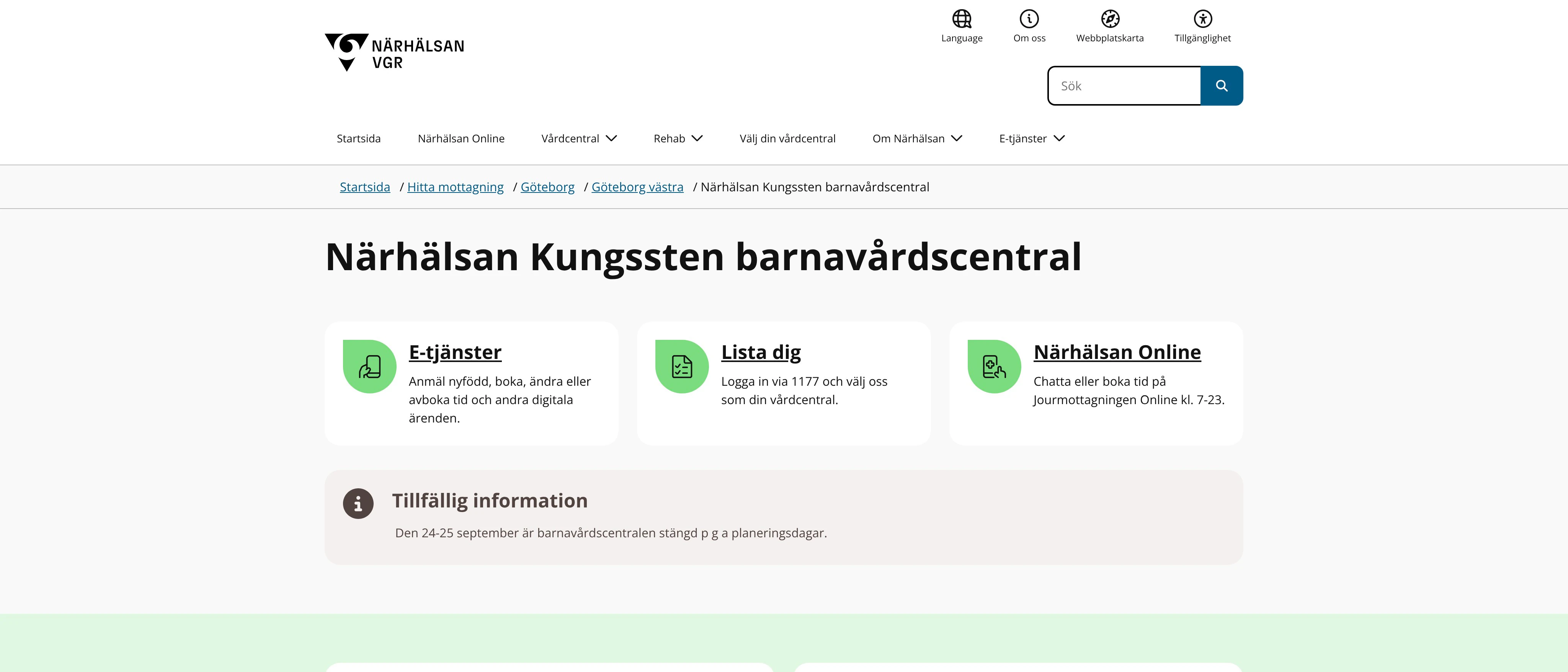 Närhälsan Kungssten barnavårdscentral, Göteborg