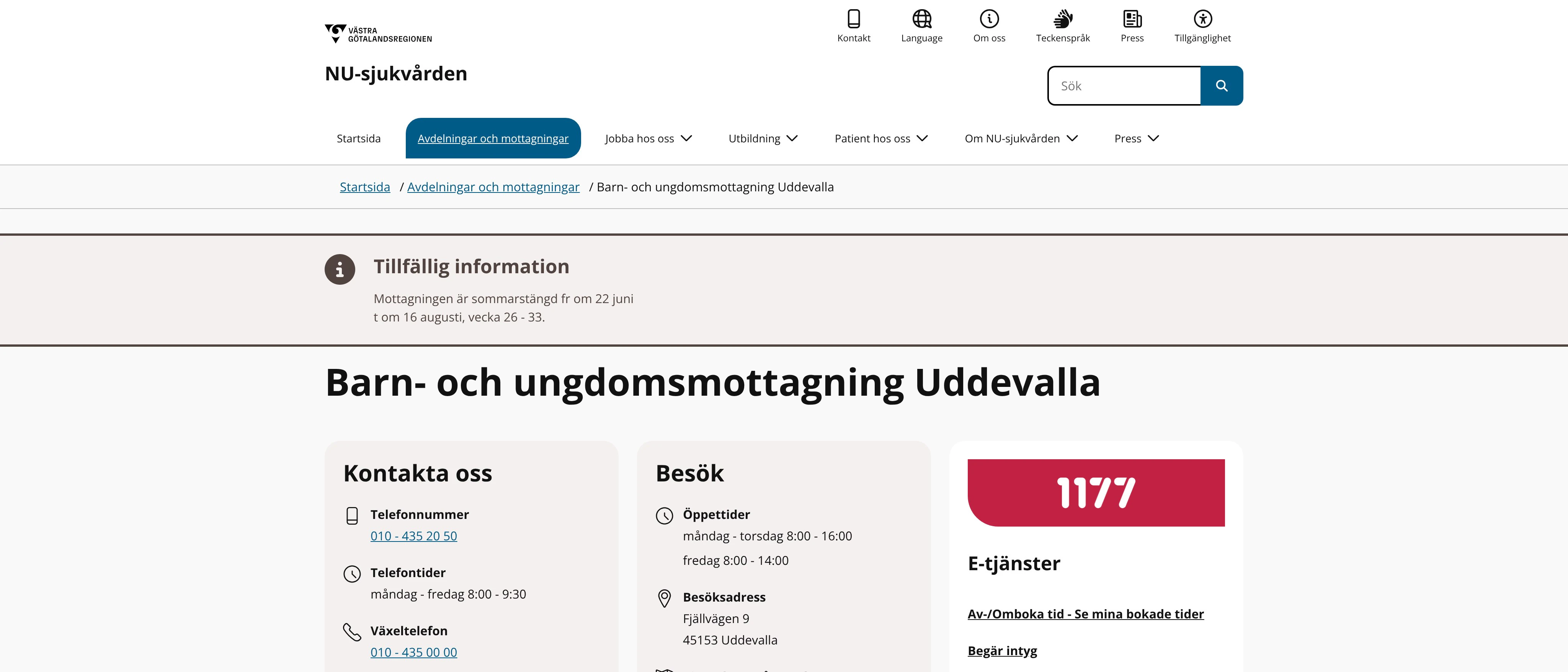 Barn- och ungdomsmottagning Uddevalla sjukhus, Uddevalla