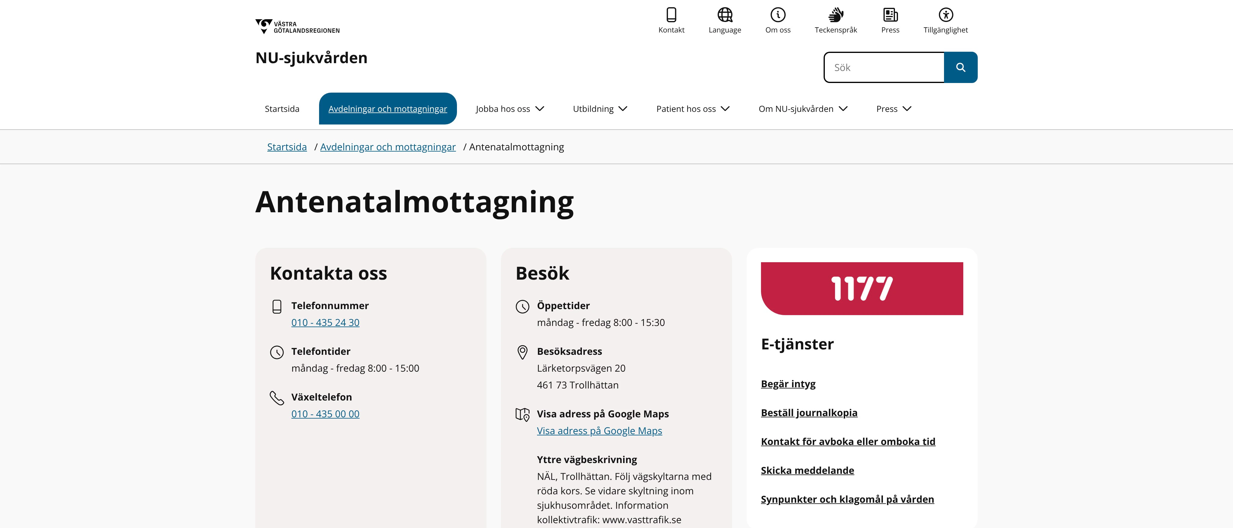 Antenatalmottagning NÄL, Trollhättan