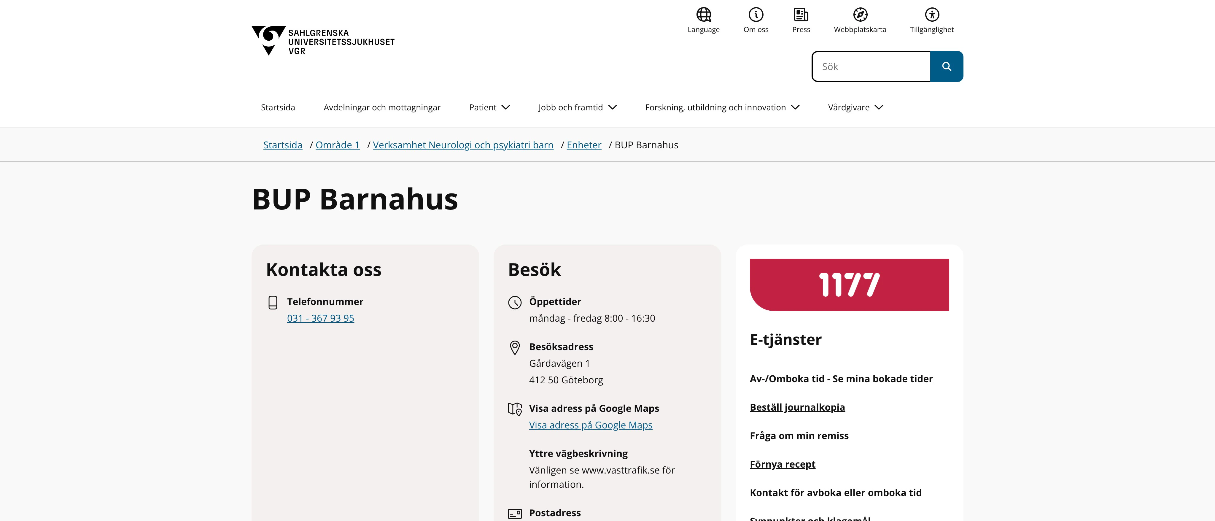 BUP Barnahus, Göteborg