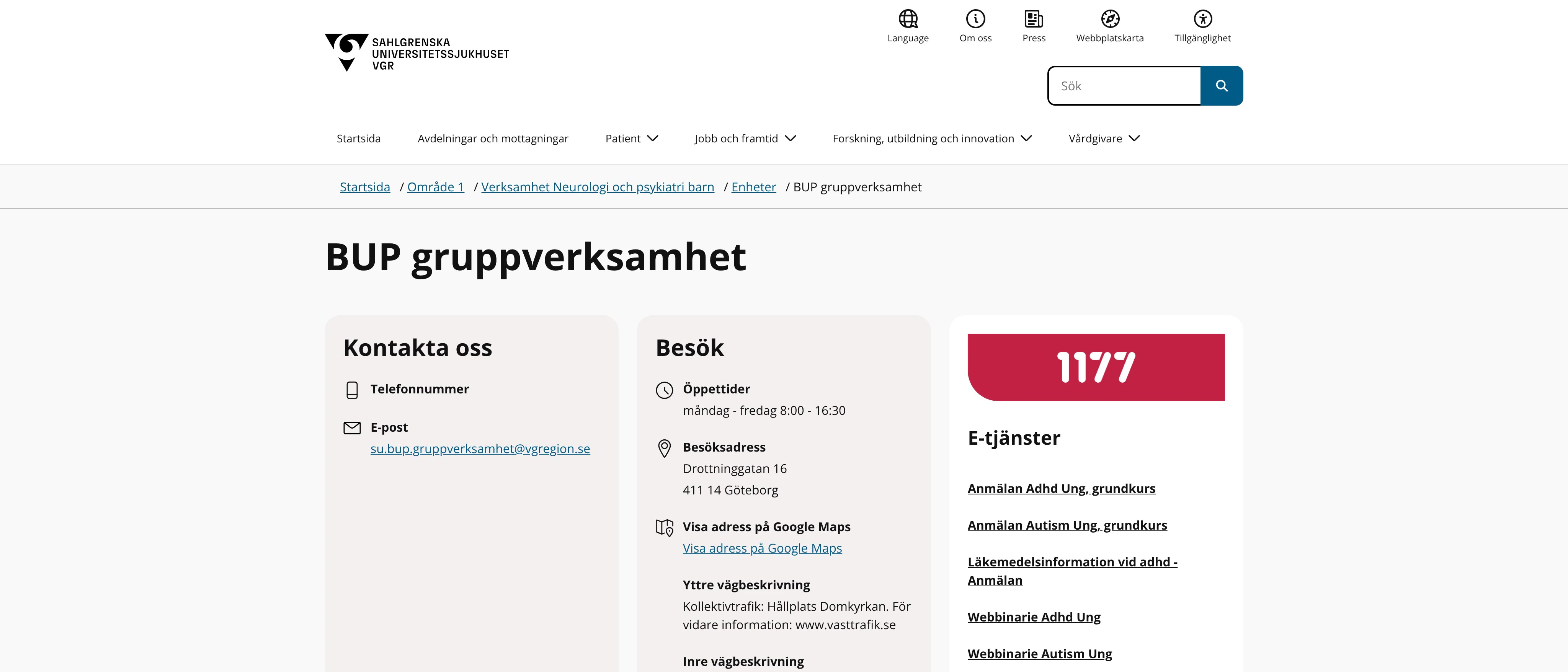 BUP gruppverksamhet, Göteborg