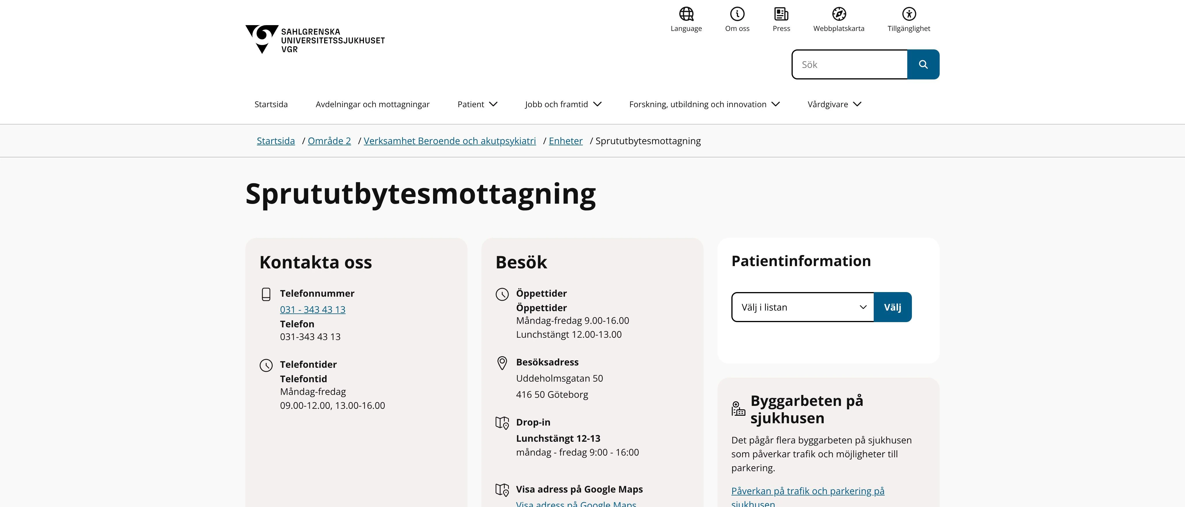 Sprututbytesmottagning, Göteborg