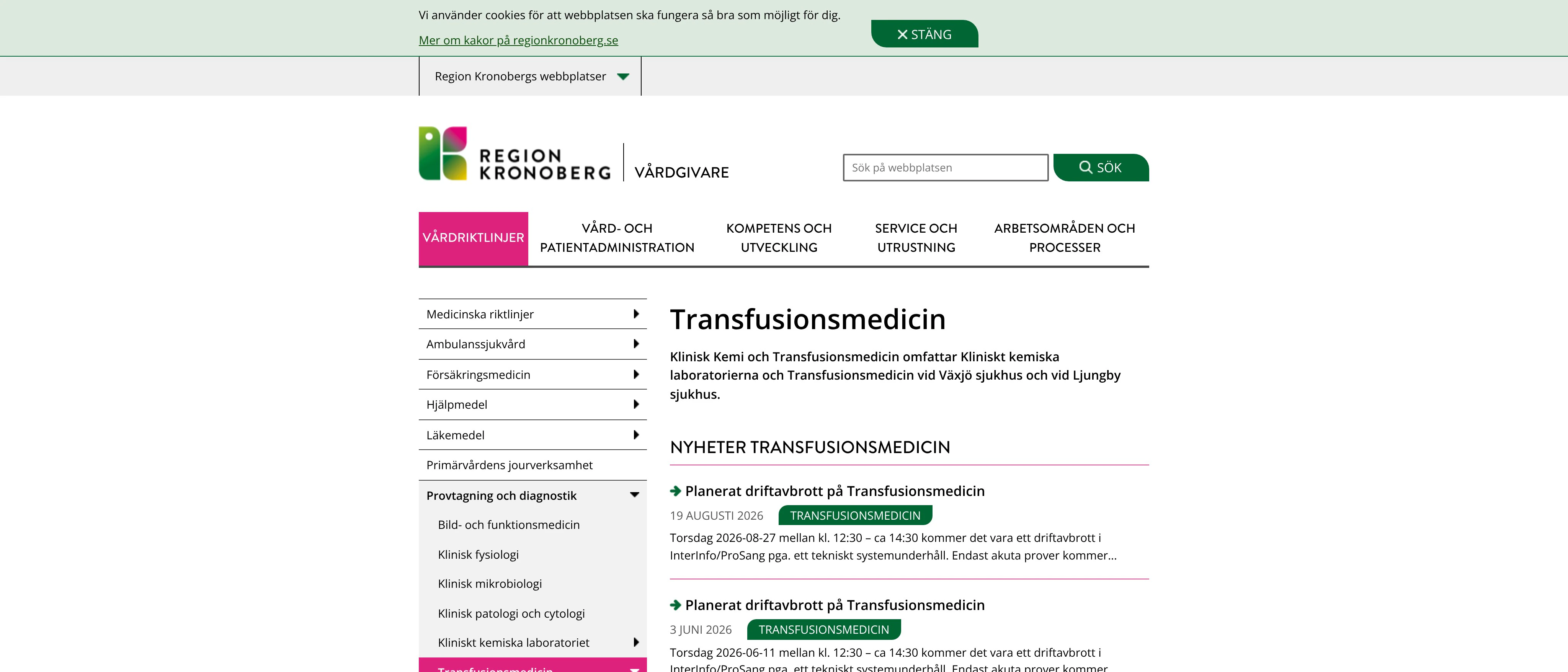 Transfusionsmedicin Ljungby, Ljungby
