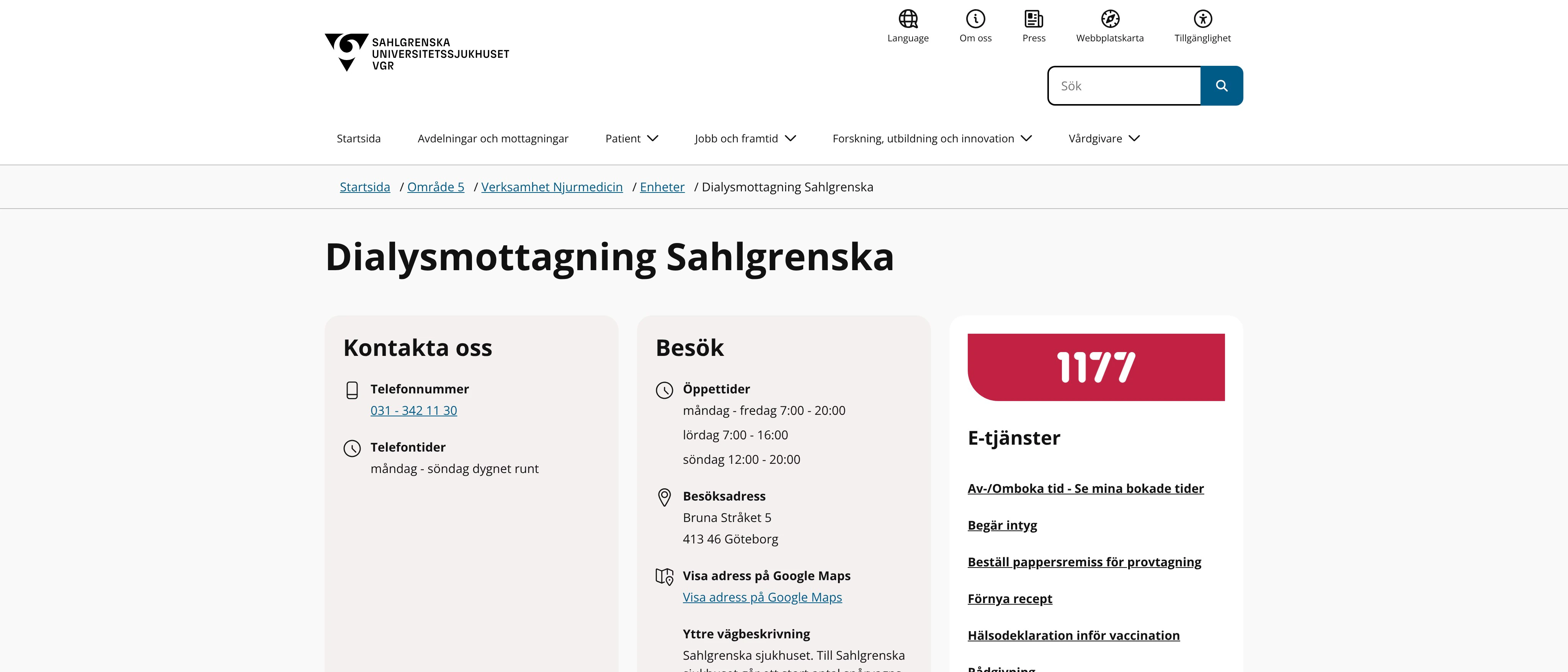 Dialysmottagning Sahlgrenska, Göteborg
