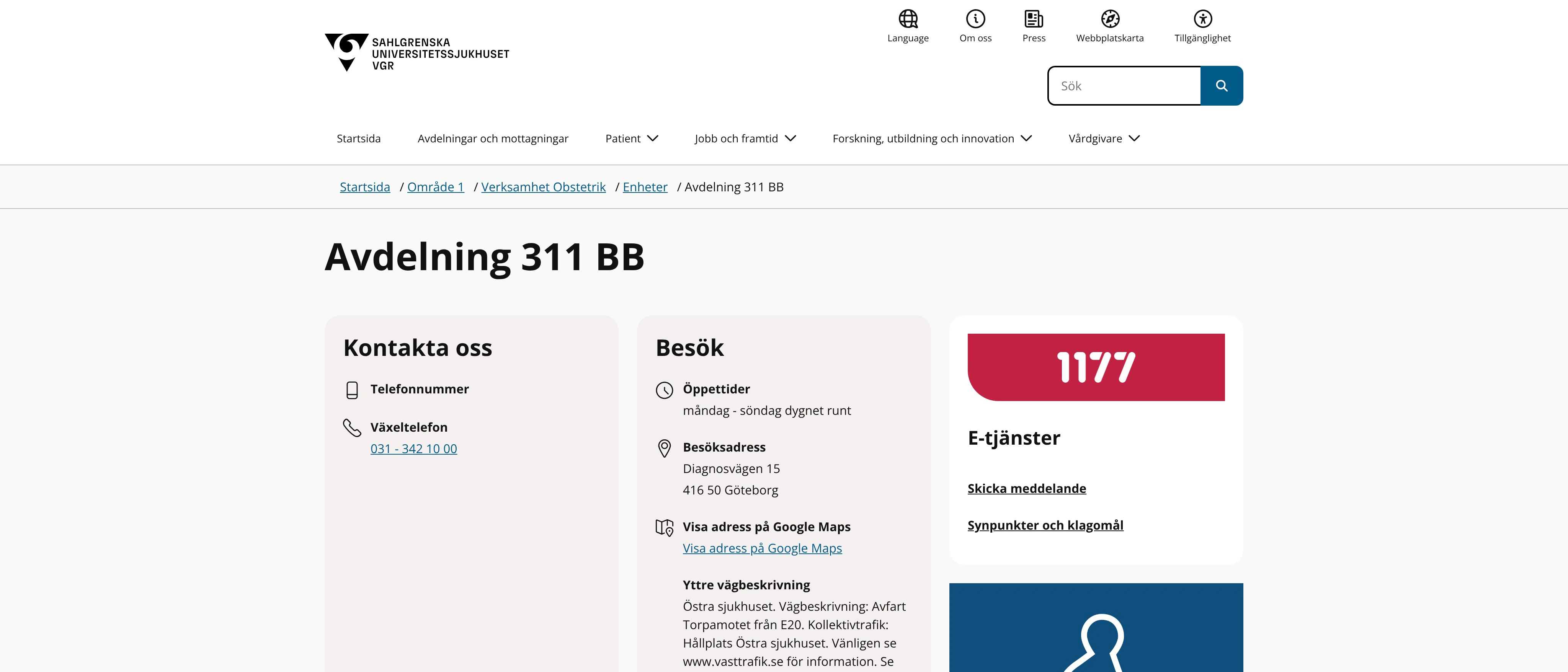 Avdelning 311 BB, Göteborg