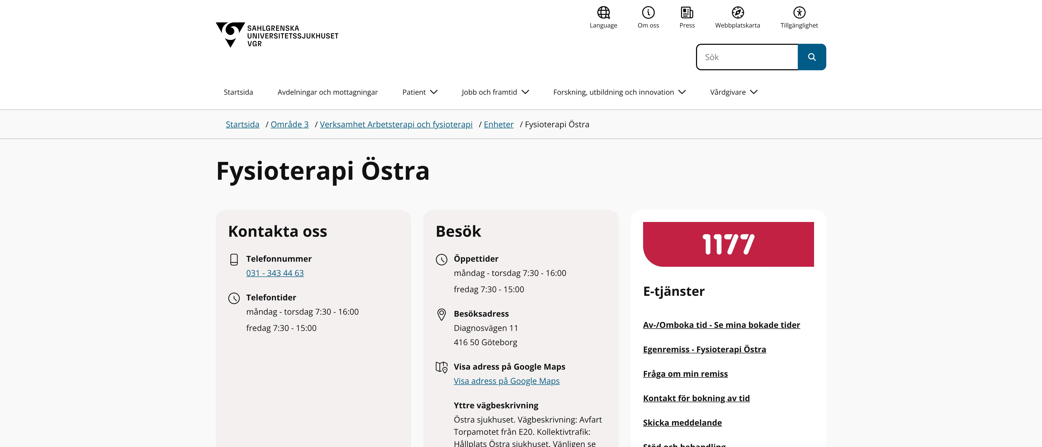 Fysioterapi Östra, Göteborg