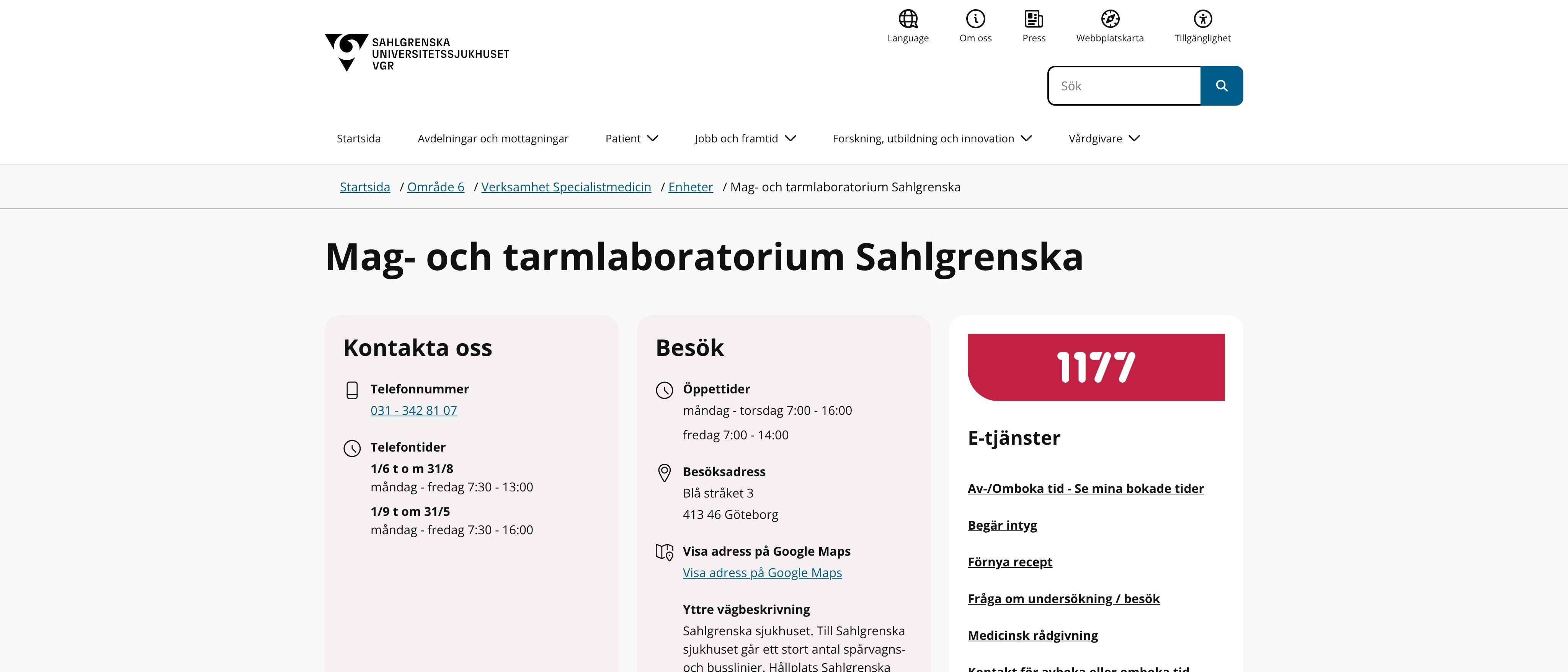 Mag- och tarmlaboratorium Sahlgrenska, Göteborg