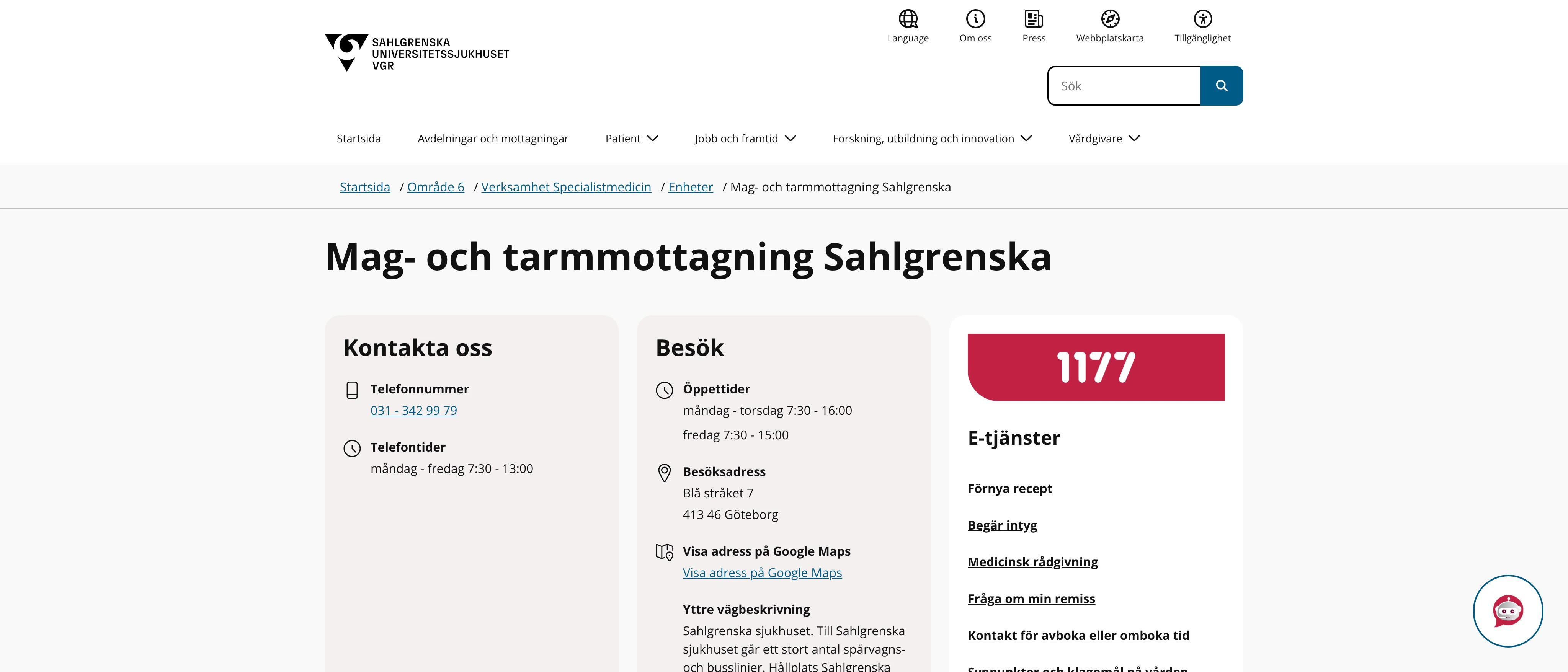 Mag- och tarmmottagning Sahlgrenska, Göteborg