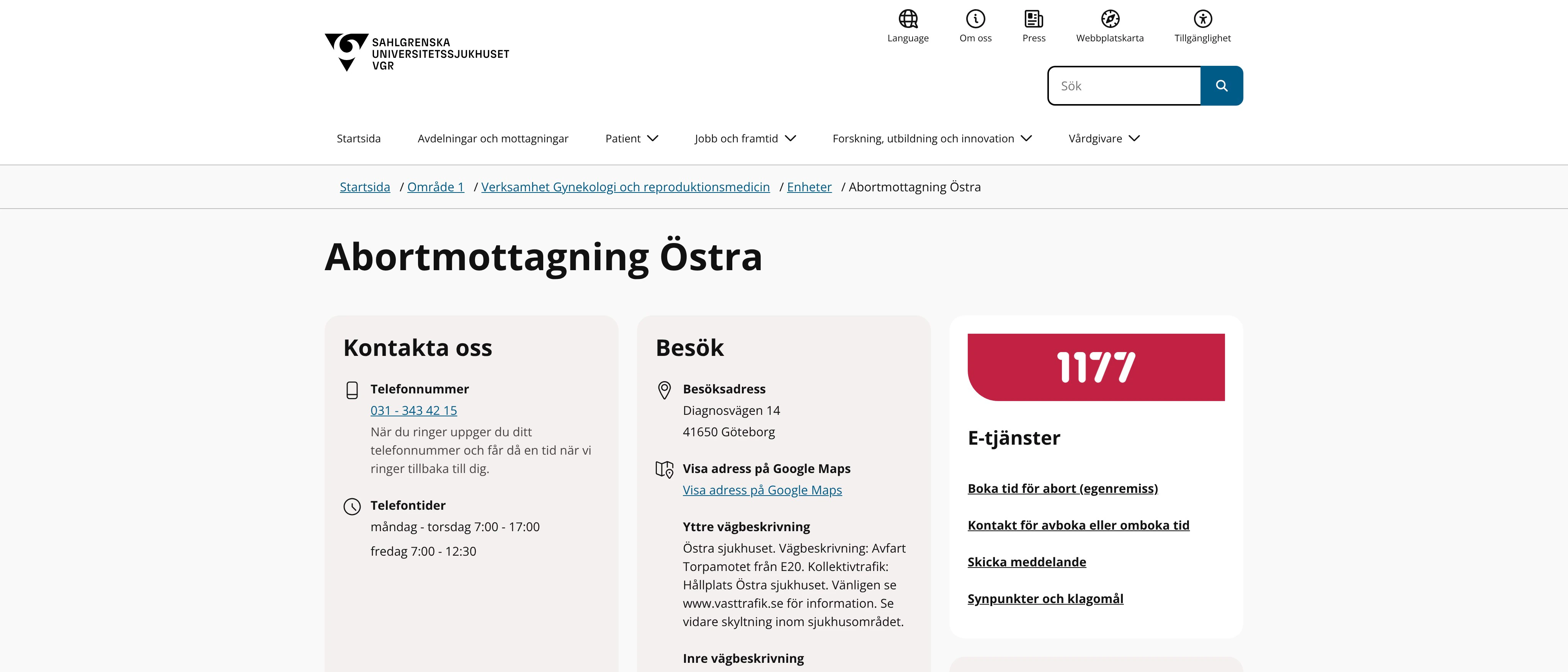 Abortmottagning Östra, Göteborg