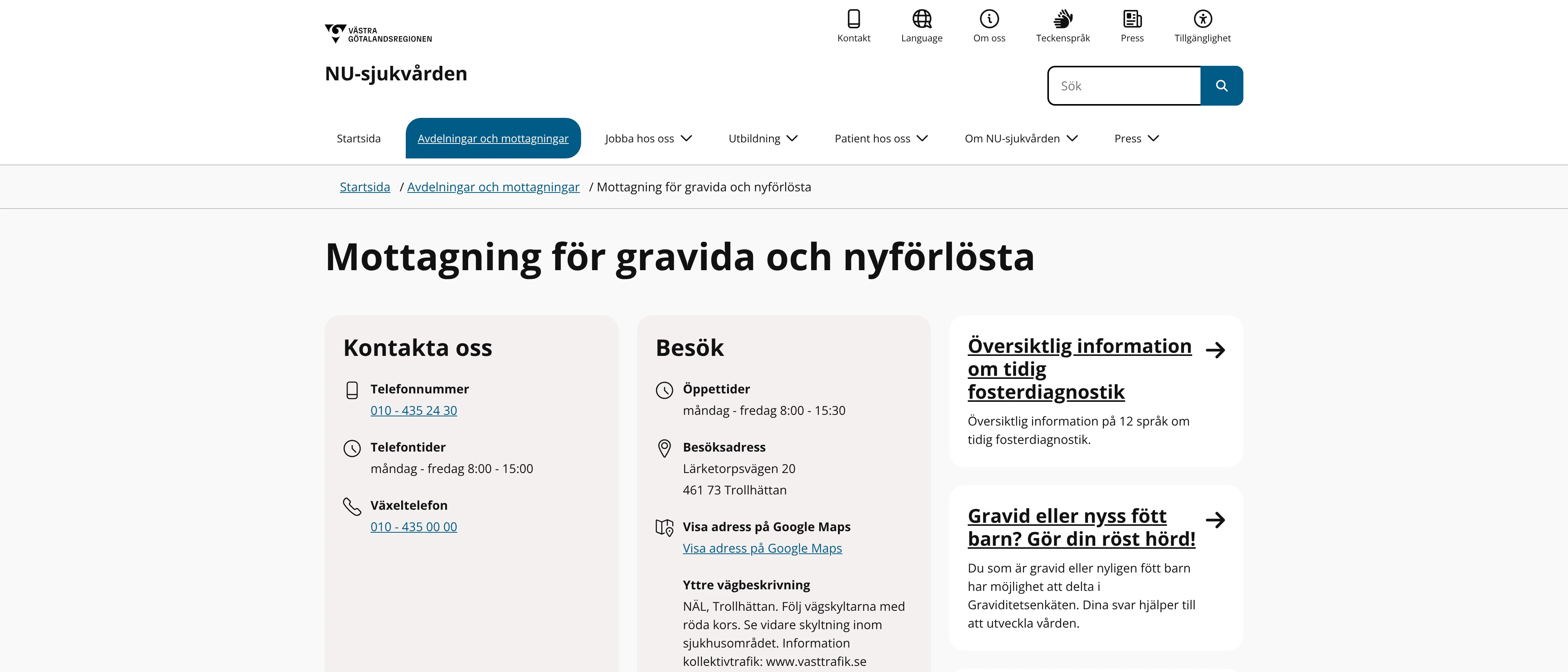 Mottagning för gravida och nyförlösta NÄL, Trollhättan