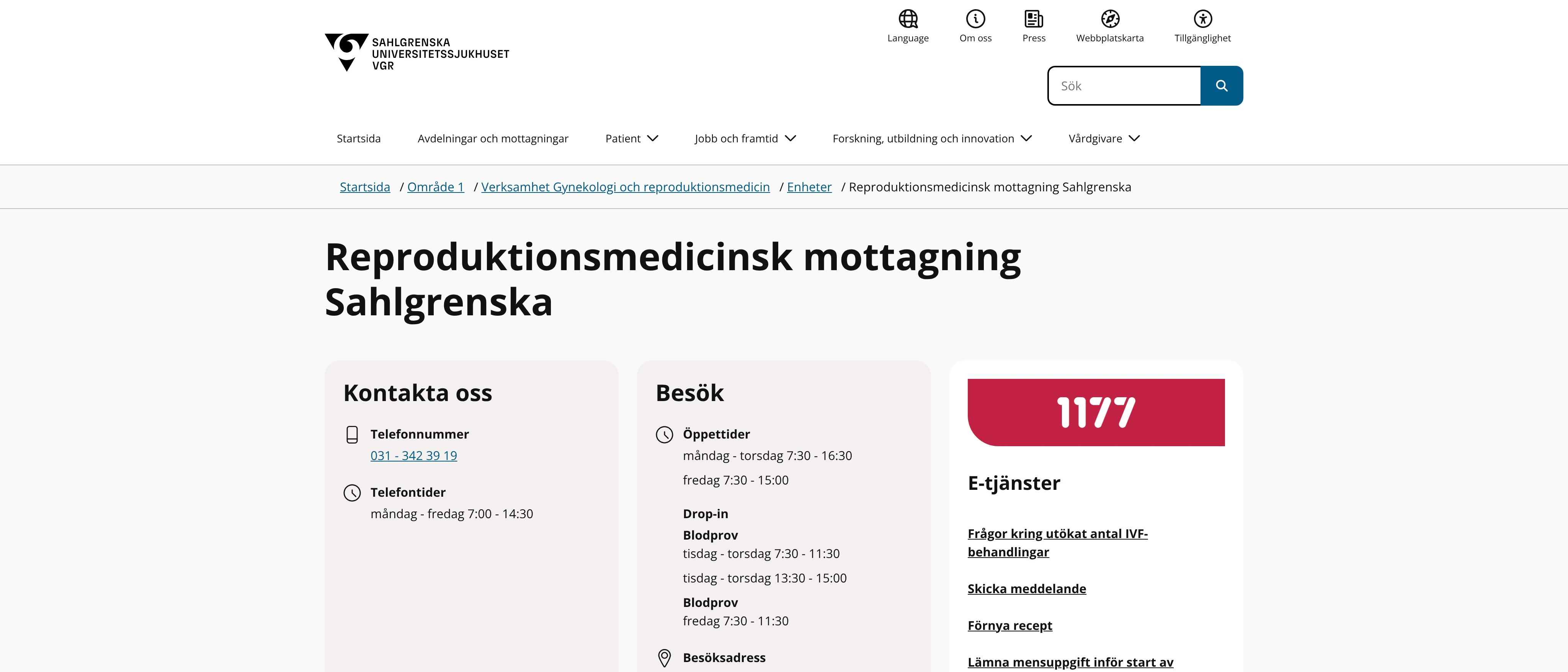 Reproduktionsmedicinsk mottagning Sahlgrenska, Göteborg