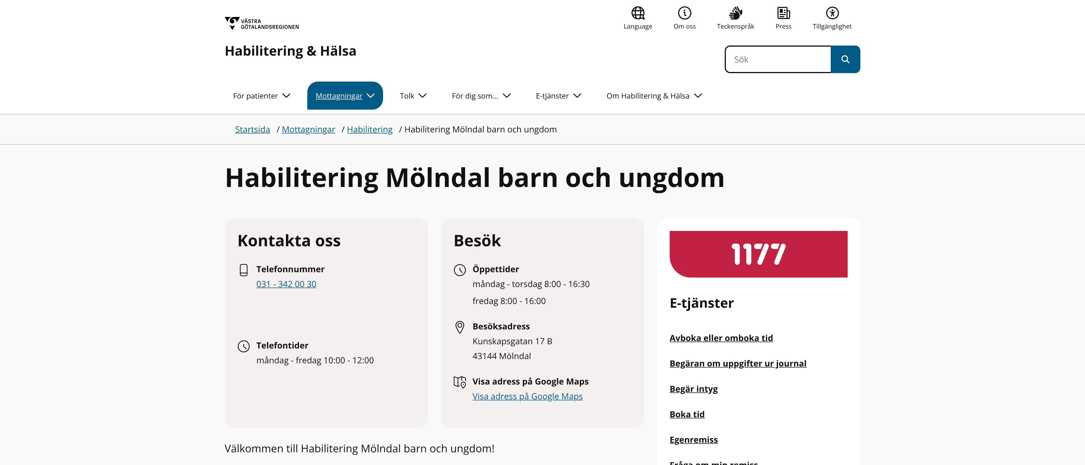 Habilitering Mölndal barn och ungdom, Mölndal