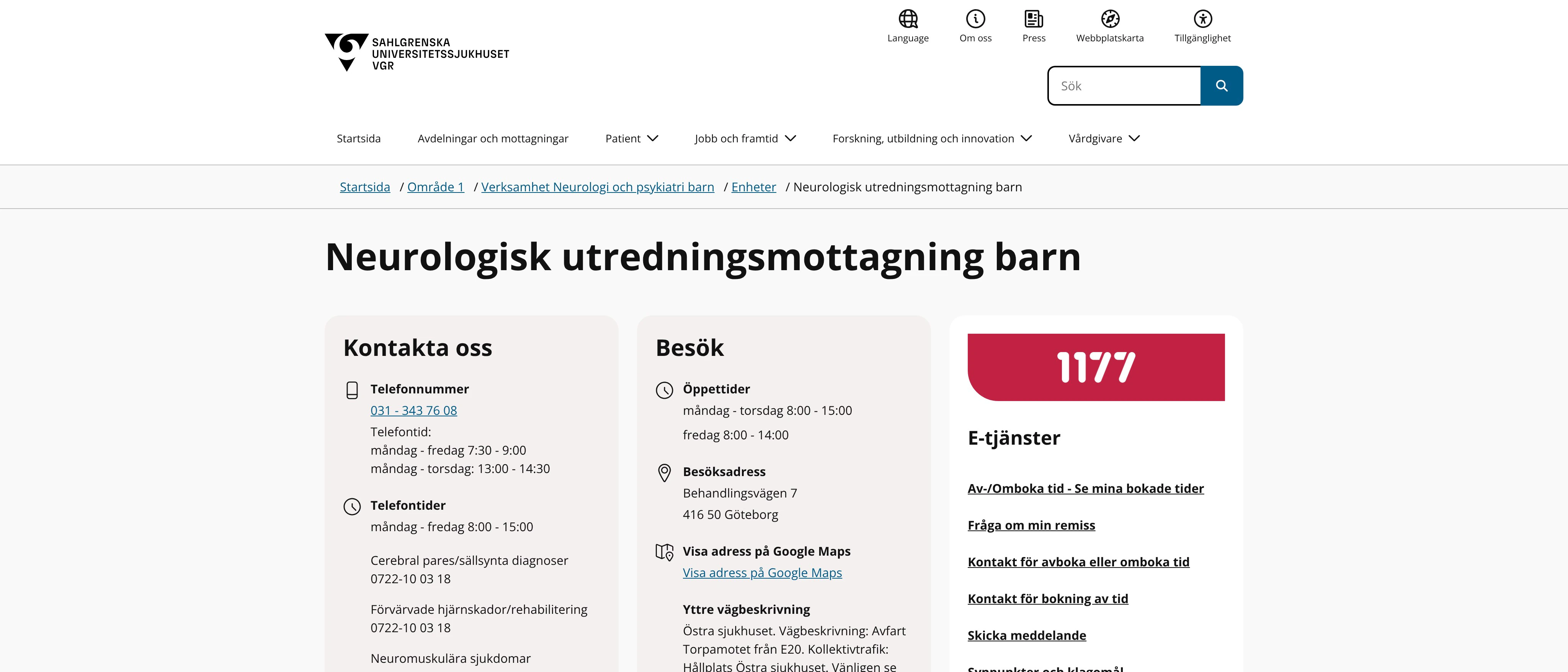 Neurologisk utredningsmottagning barn, Göteborg