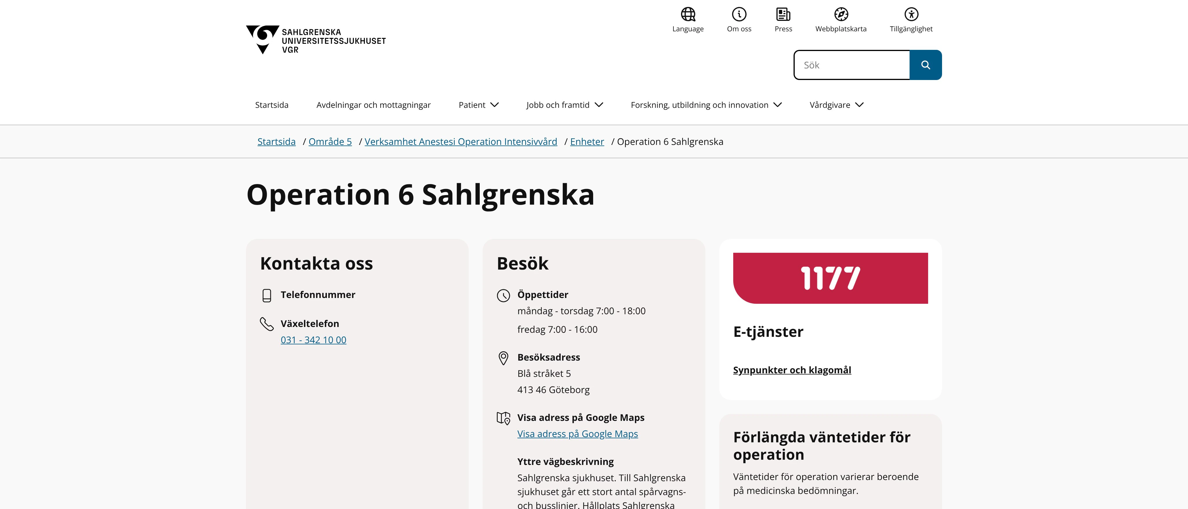 Operation 6 Sahlgrenska, Göteborg
