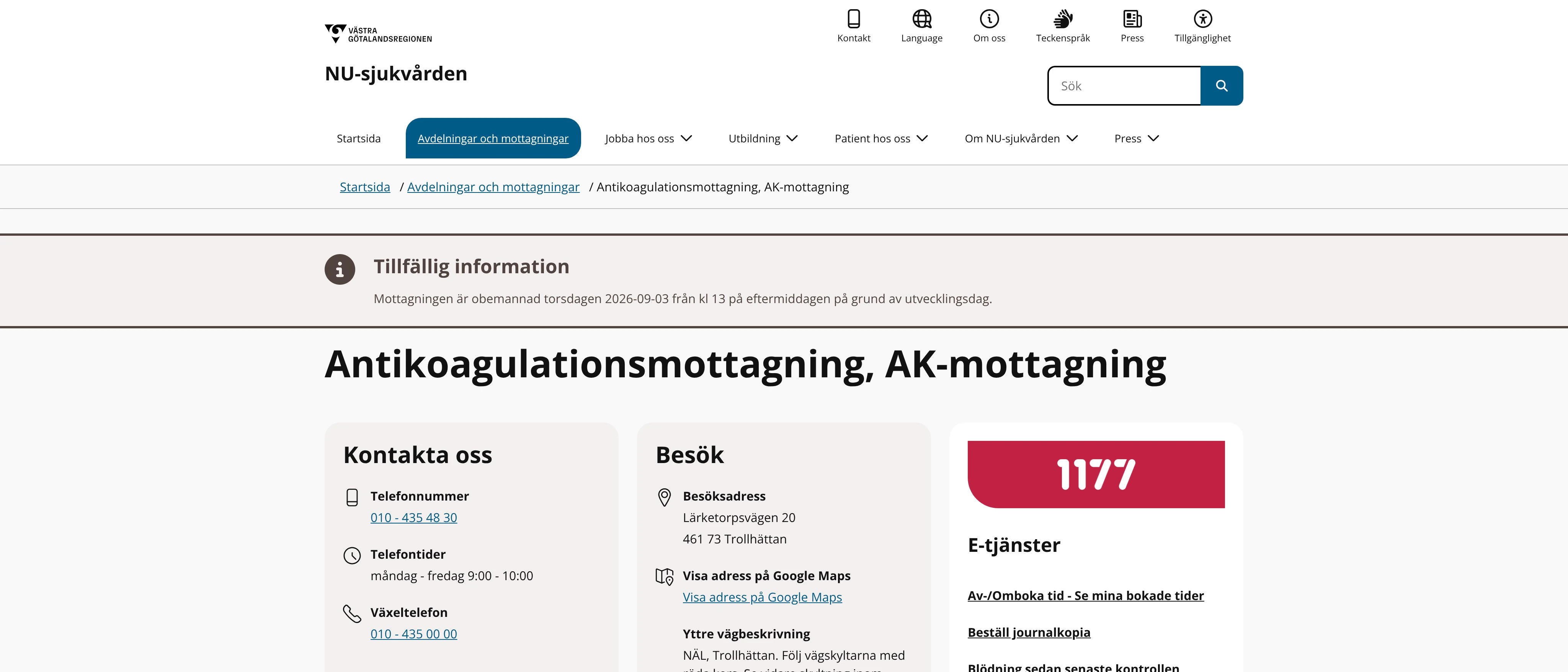 AK-mottagning, Trollhättan