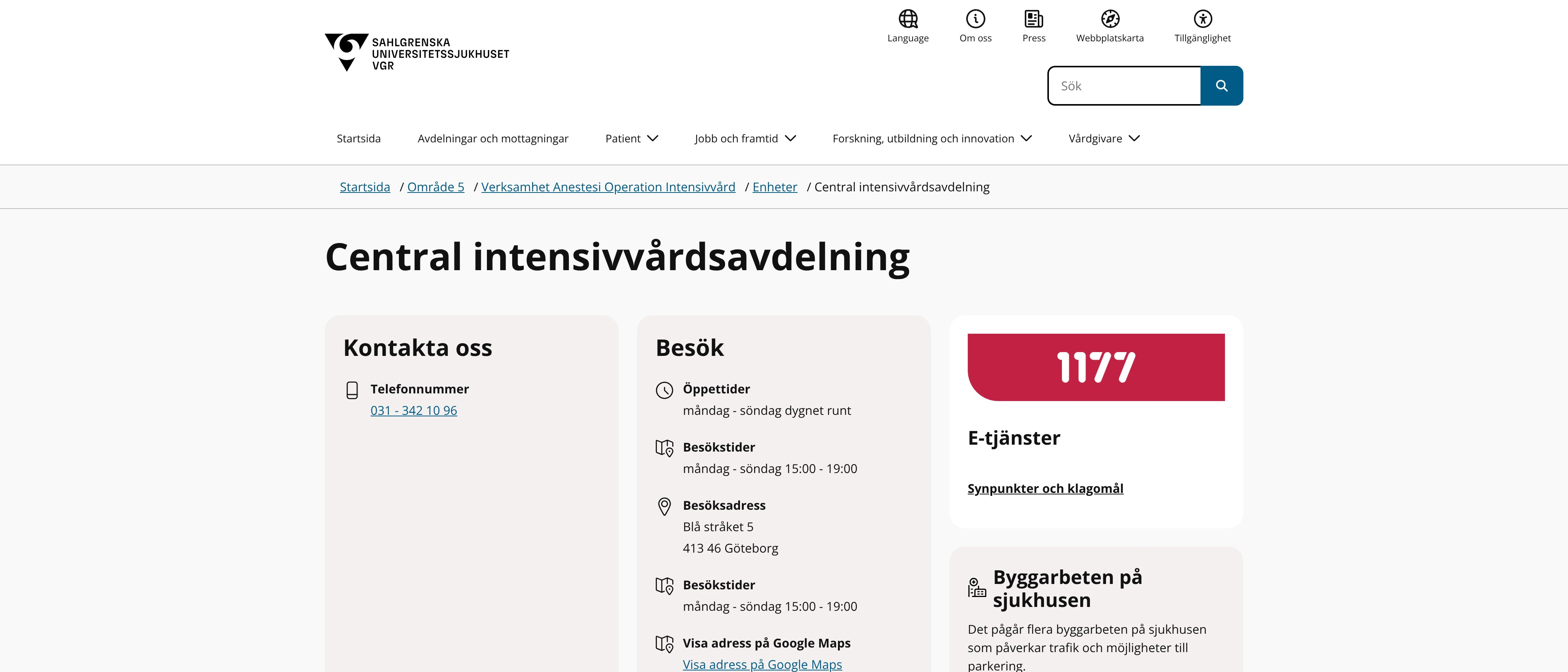 Central intensivvårdsavdelning, Göteborg