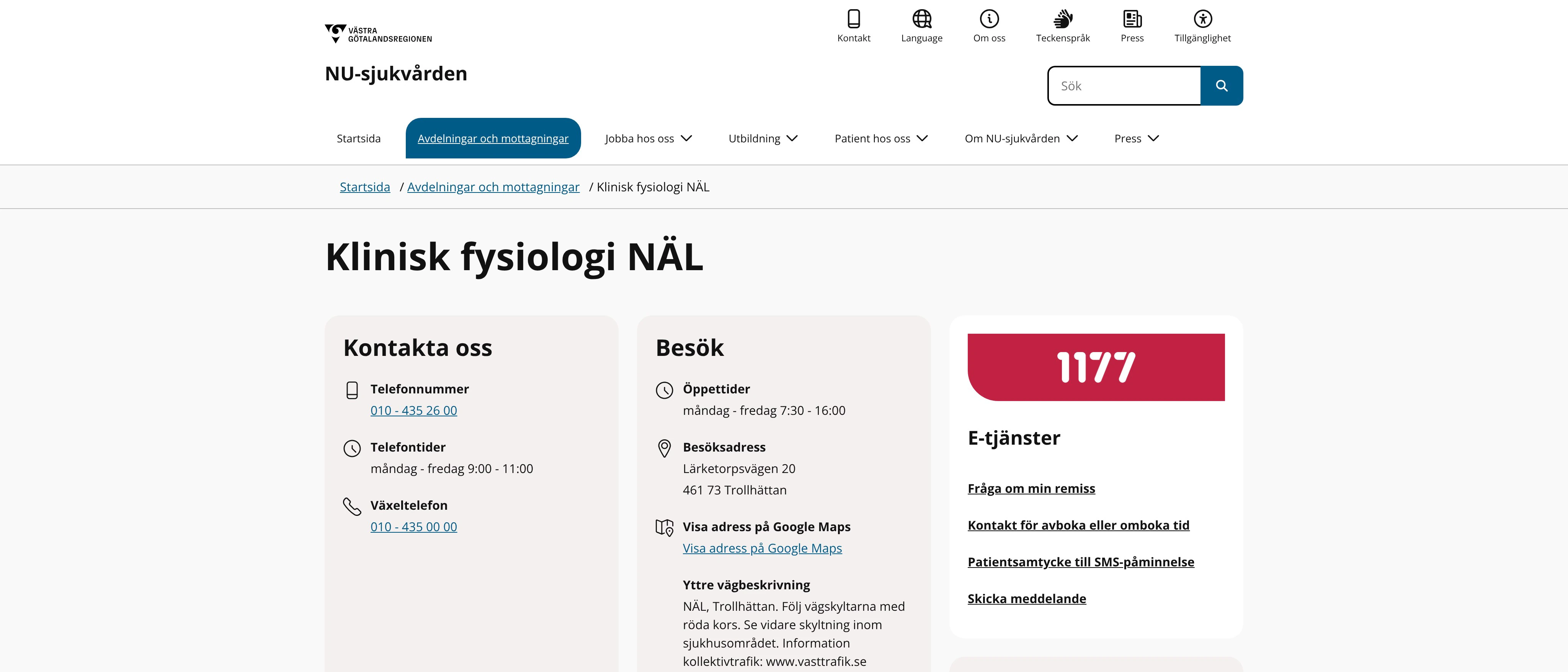 Klinisk fysiologi NÄL, Trollhättan