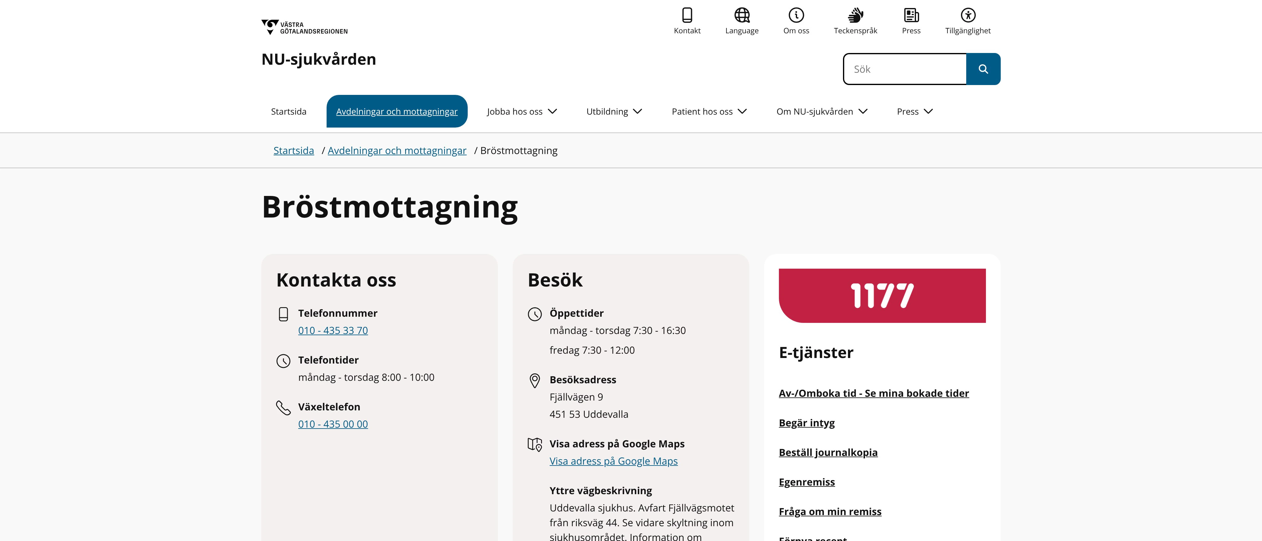 Bröstmottagning Uddevalla sjukhus, Uddevalla