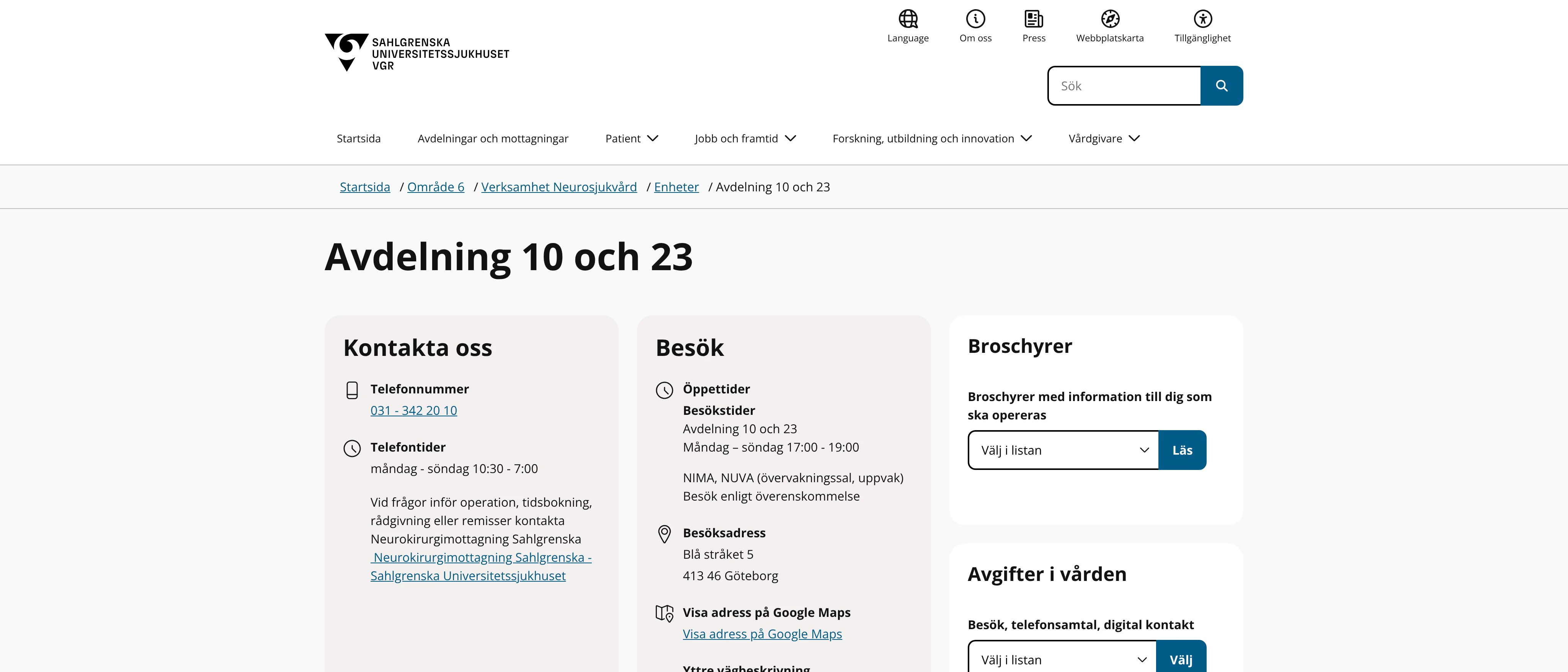 Avdelning 10 och 23, Göteborg