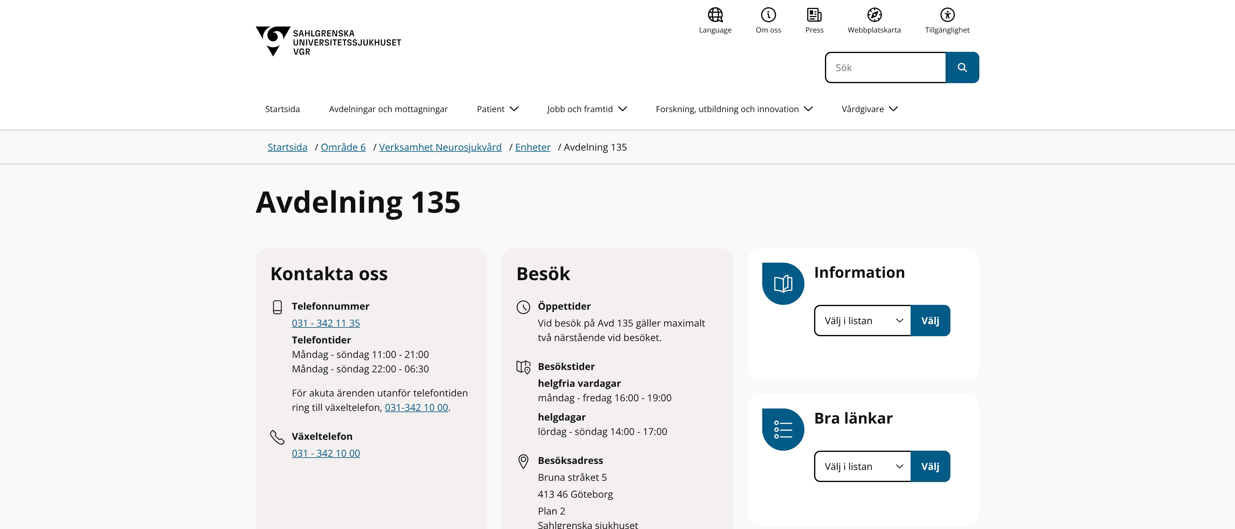 Avdelning 135 Stroke, Göteborg