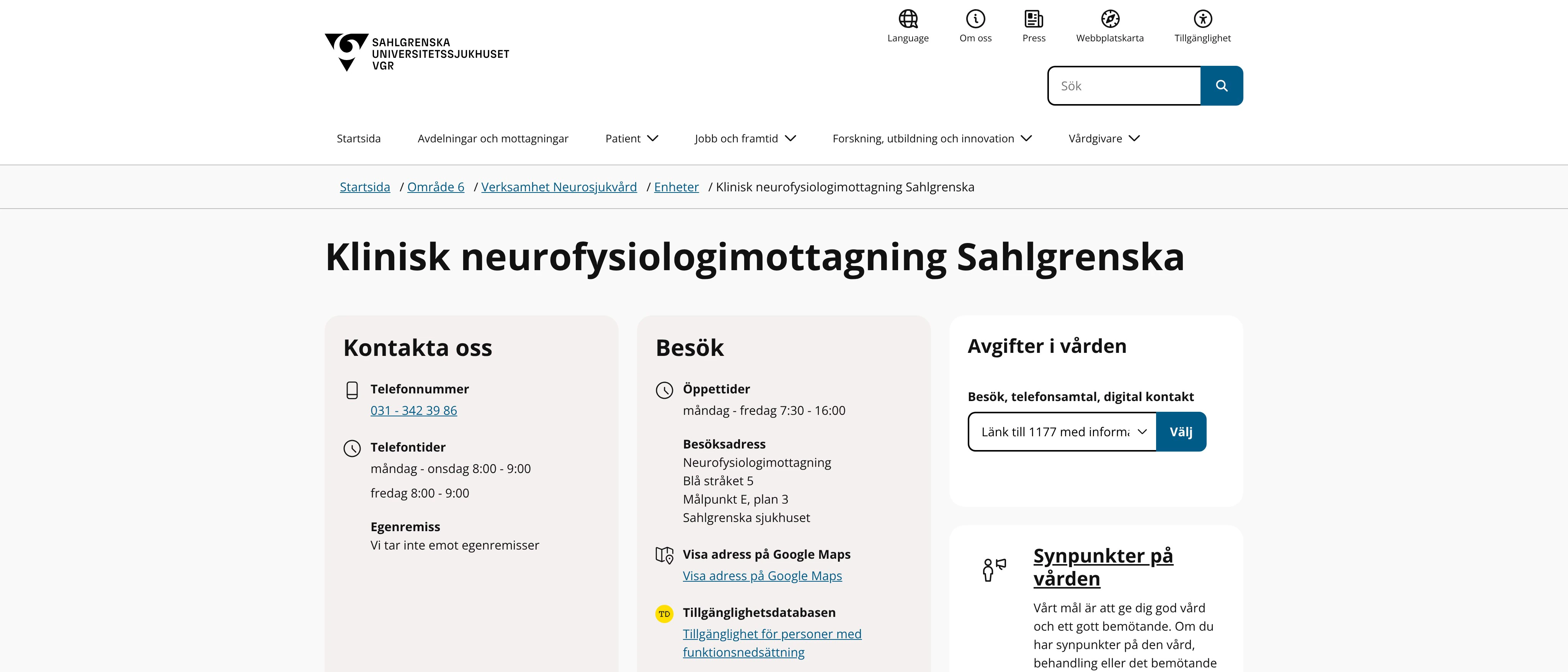 Klinisk neurofysiologimottagning Sahlgrenska, Göteborg