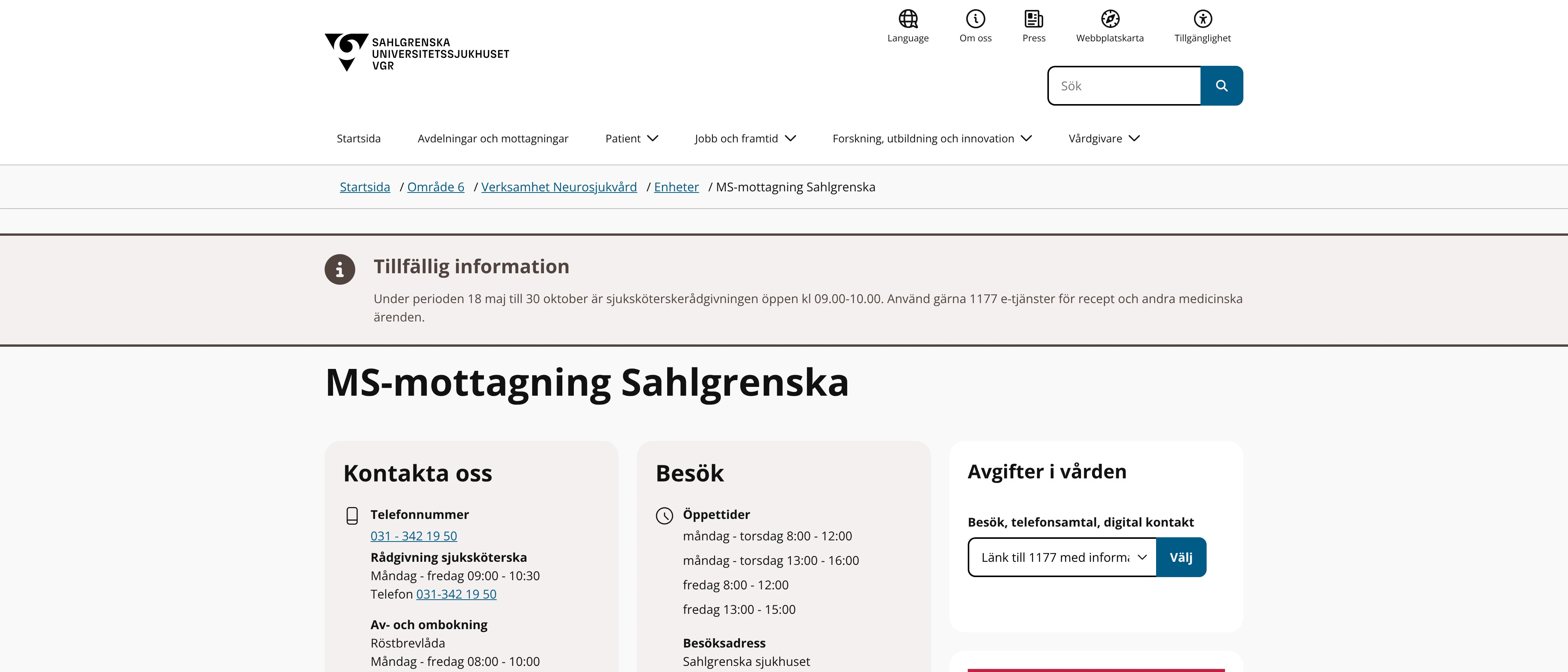 MS-mottagning Sahlgrenska, Göteborg