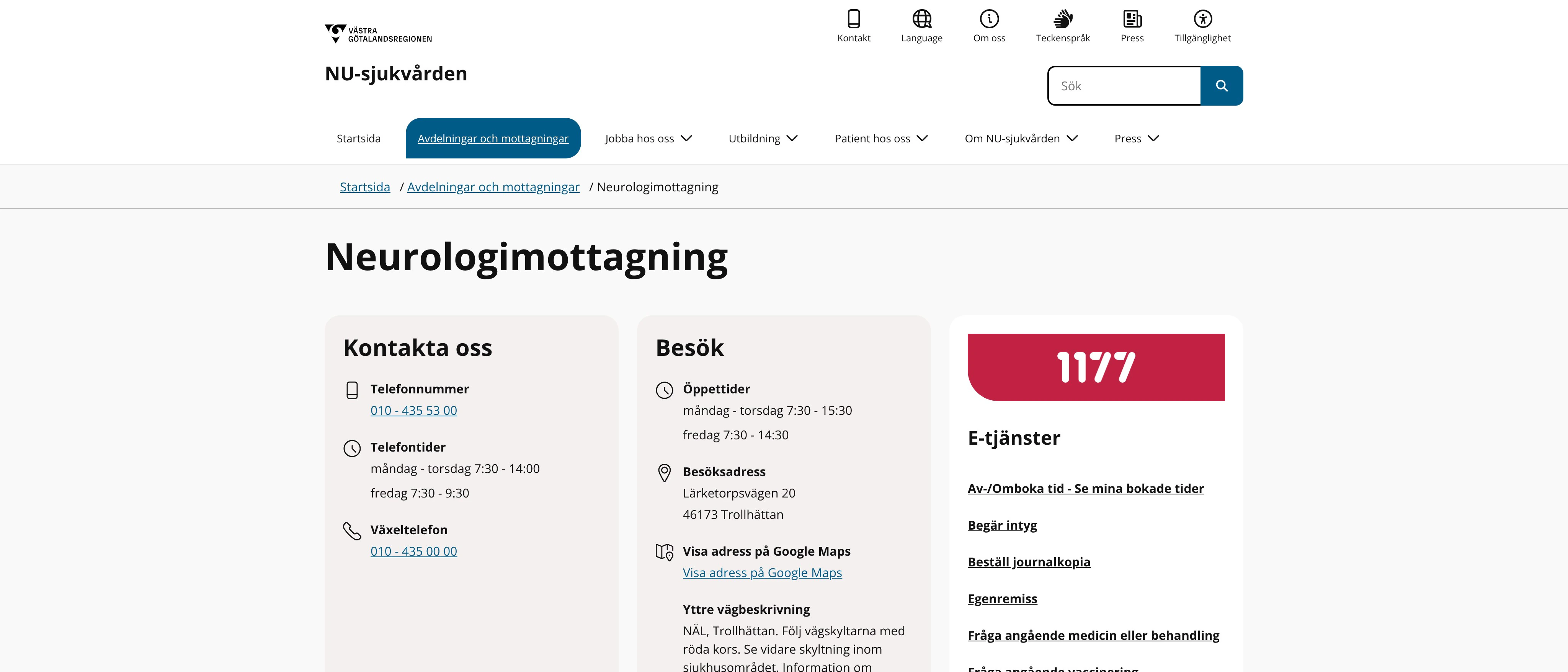 Neurologimottagning NÄL, Trollhättan