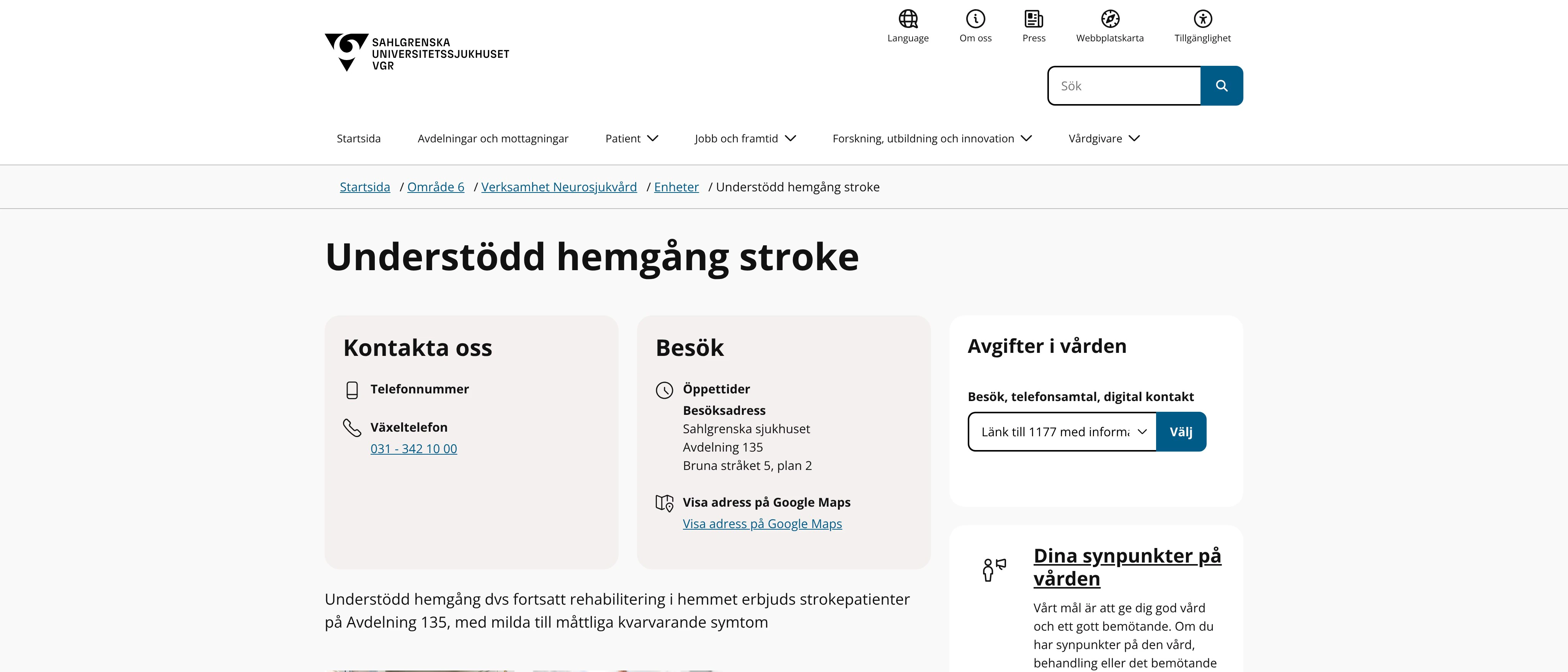 Understödd hemgång stroke, Göteborg