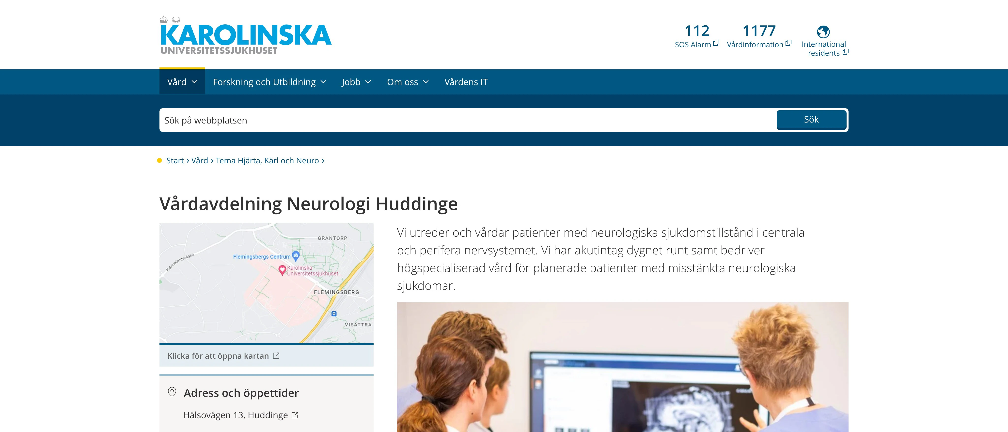 Vårdavdelning Neurologi 1 Huddinge, Karolinska Universitetssjukhuset