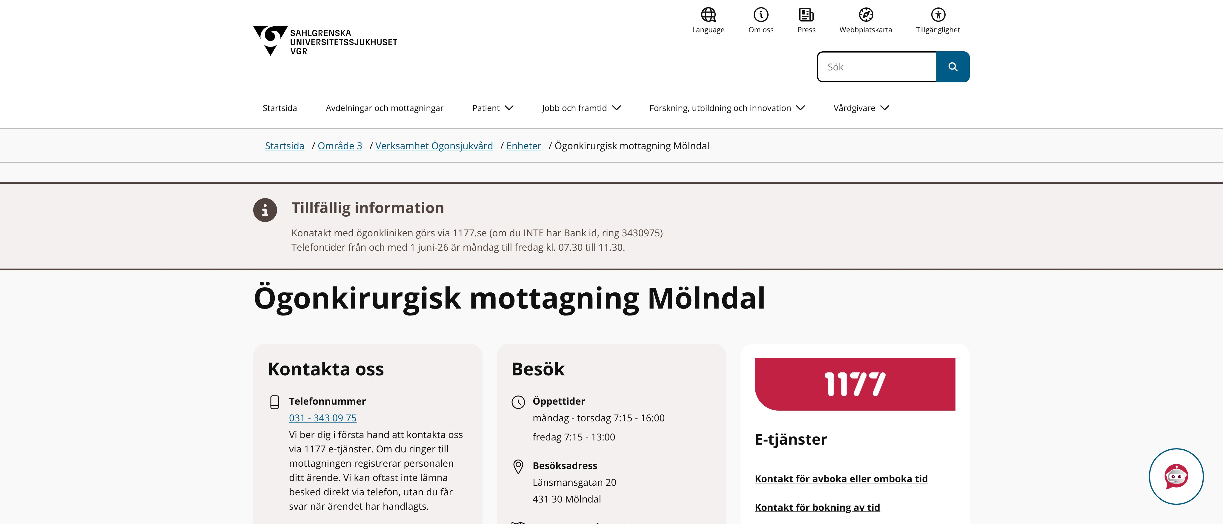 Ögonkirurgisk mottagning Mölndal, Mölndal