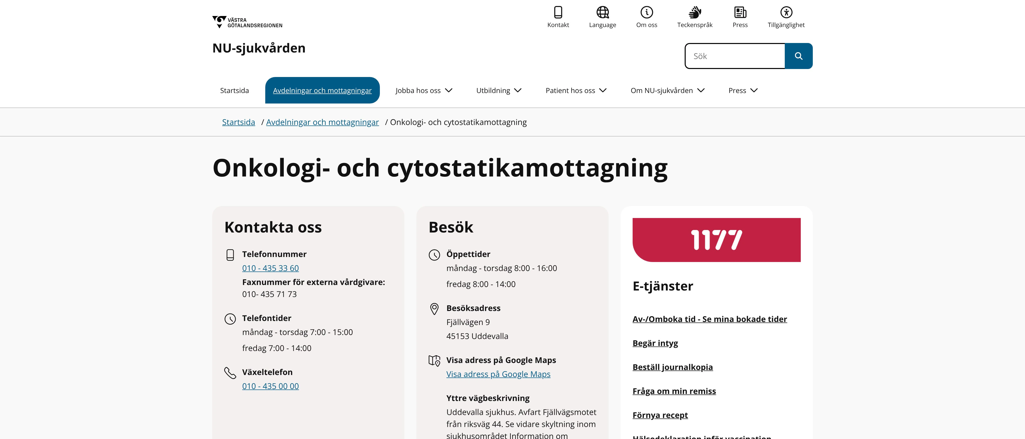 Onkologi- och cytostatikamottagning Uddevalla Sjukhus, Uddevalla