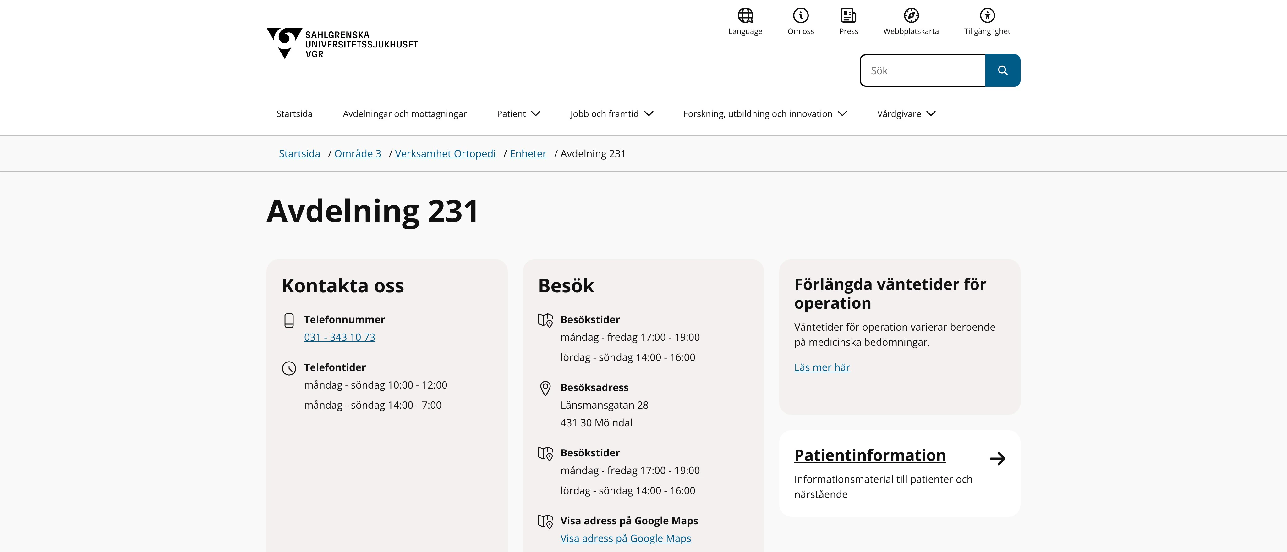 Avdelning 231, Mölndal
