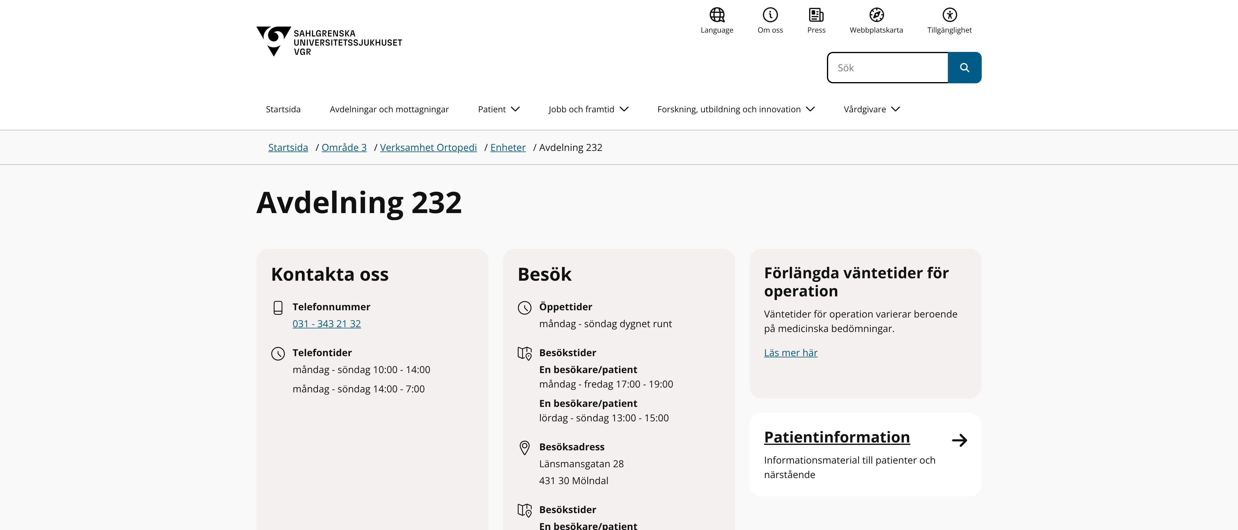 Avdelning 232, Mölndal