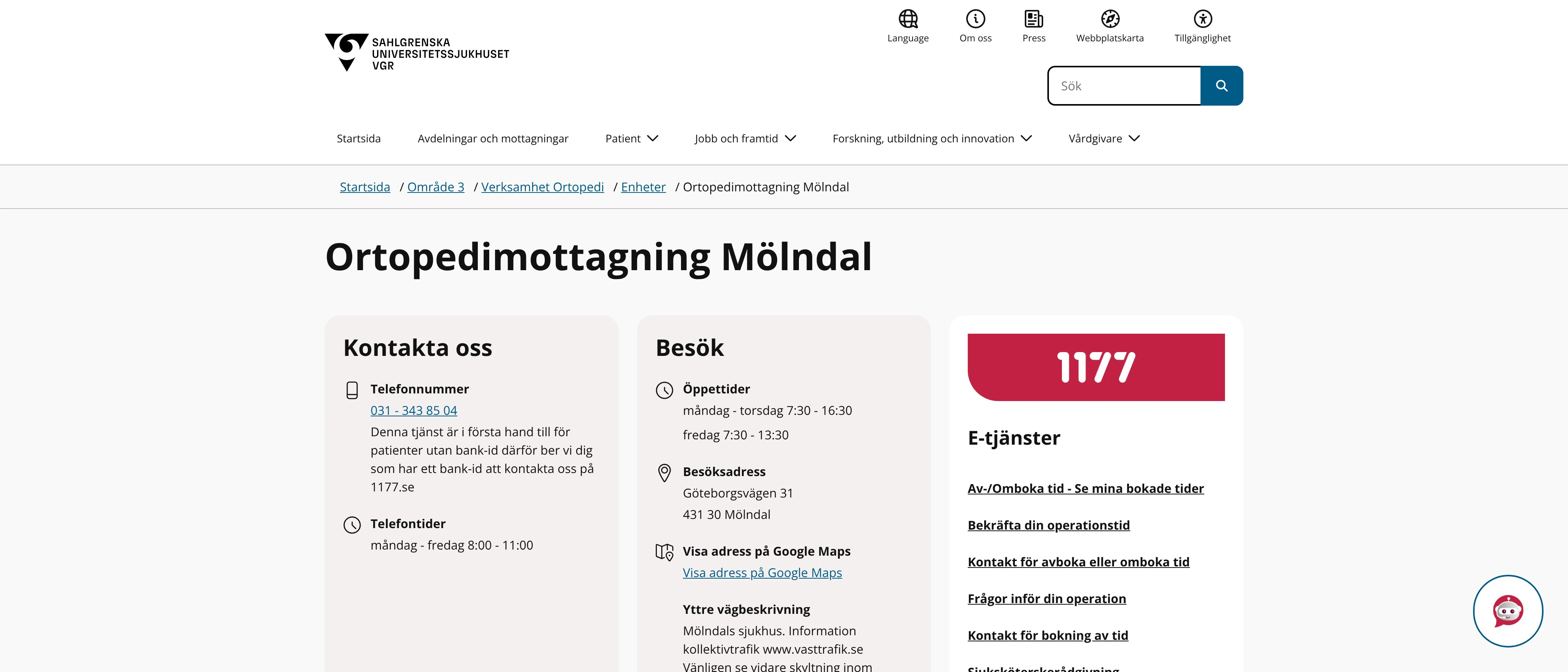 Ortopedimottagning Mölndal, Mölndal