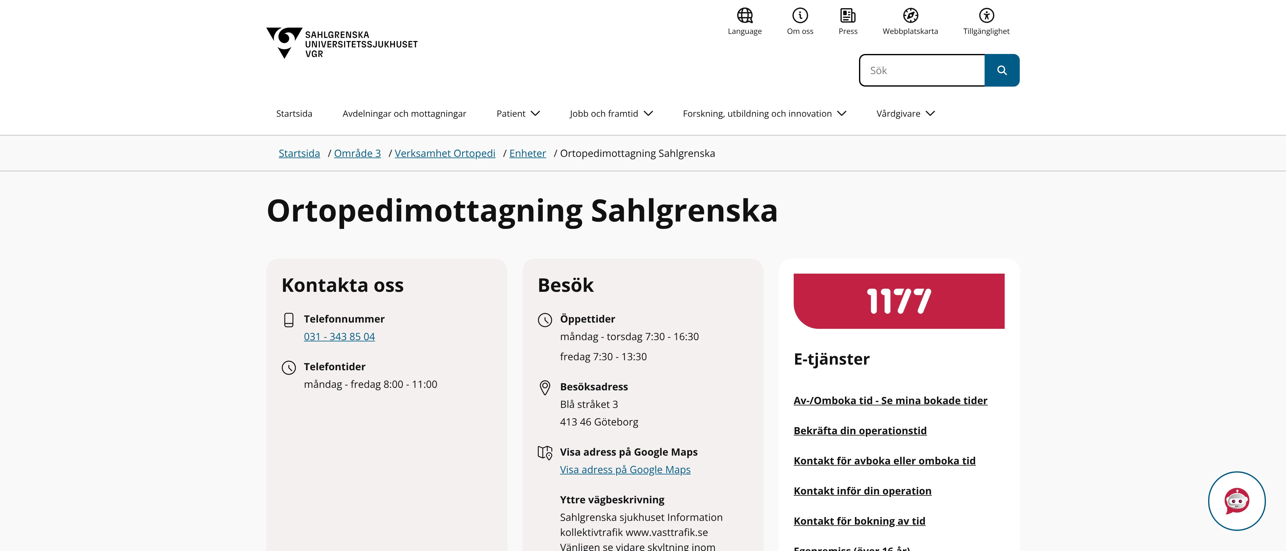 Ortopedimottagning Sahlgrenska, Göteborg
