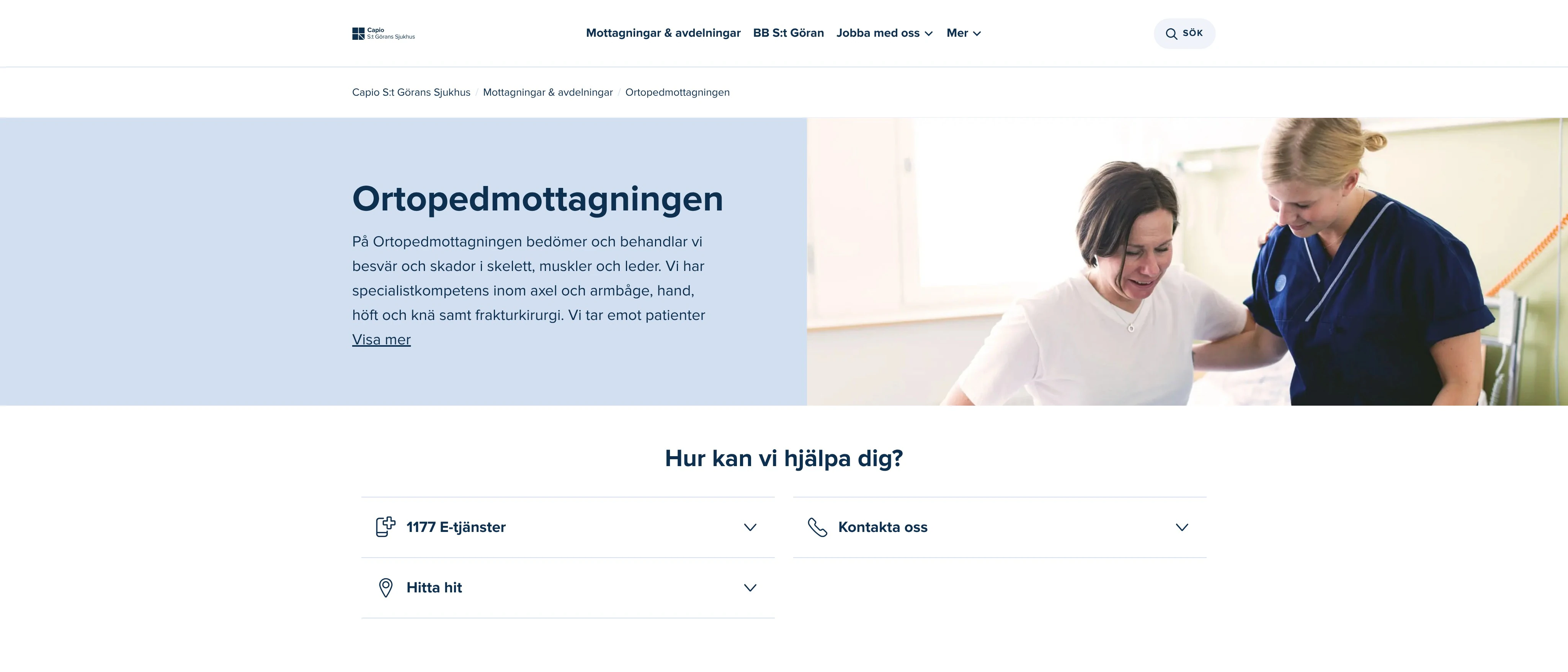 Ortopedmottagningen, Capio S:t Görans Sjukhus