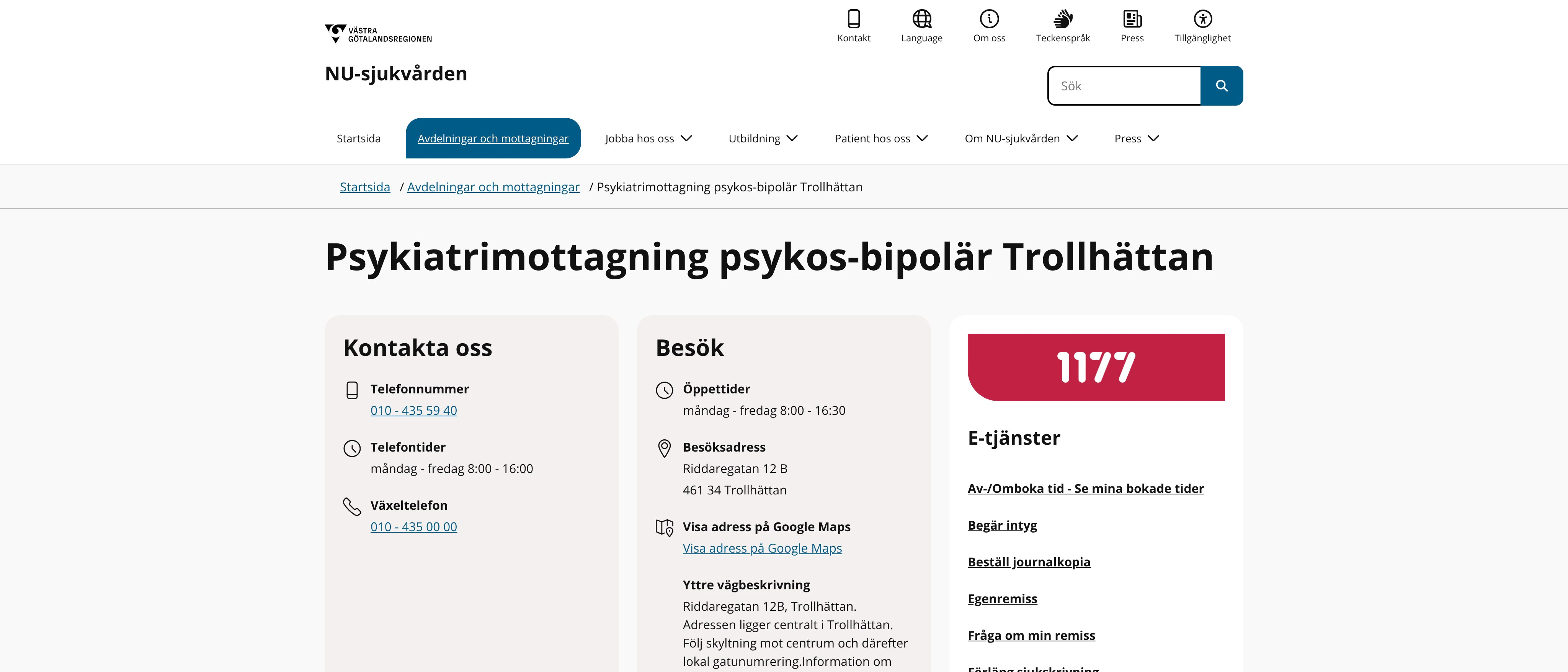 Psykiatrimottagning psykos-bipolär Trollhättan, Trollhättan
