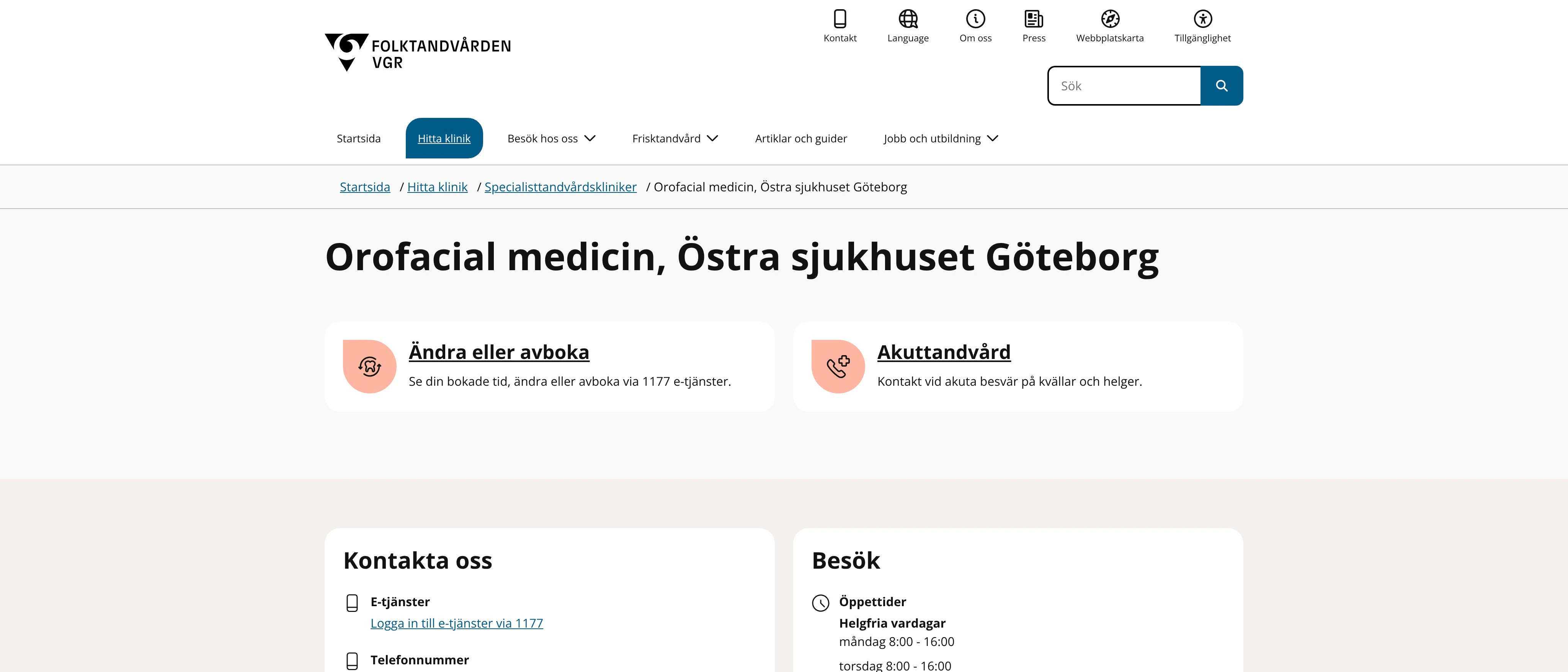 Specialistkliniken för orofacial medicin Östra Göteborg, Göteborg