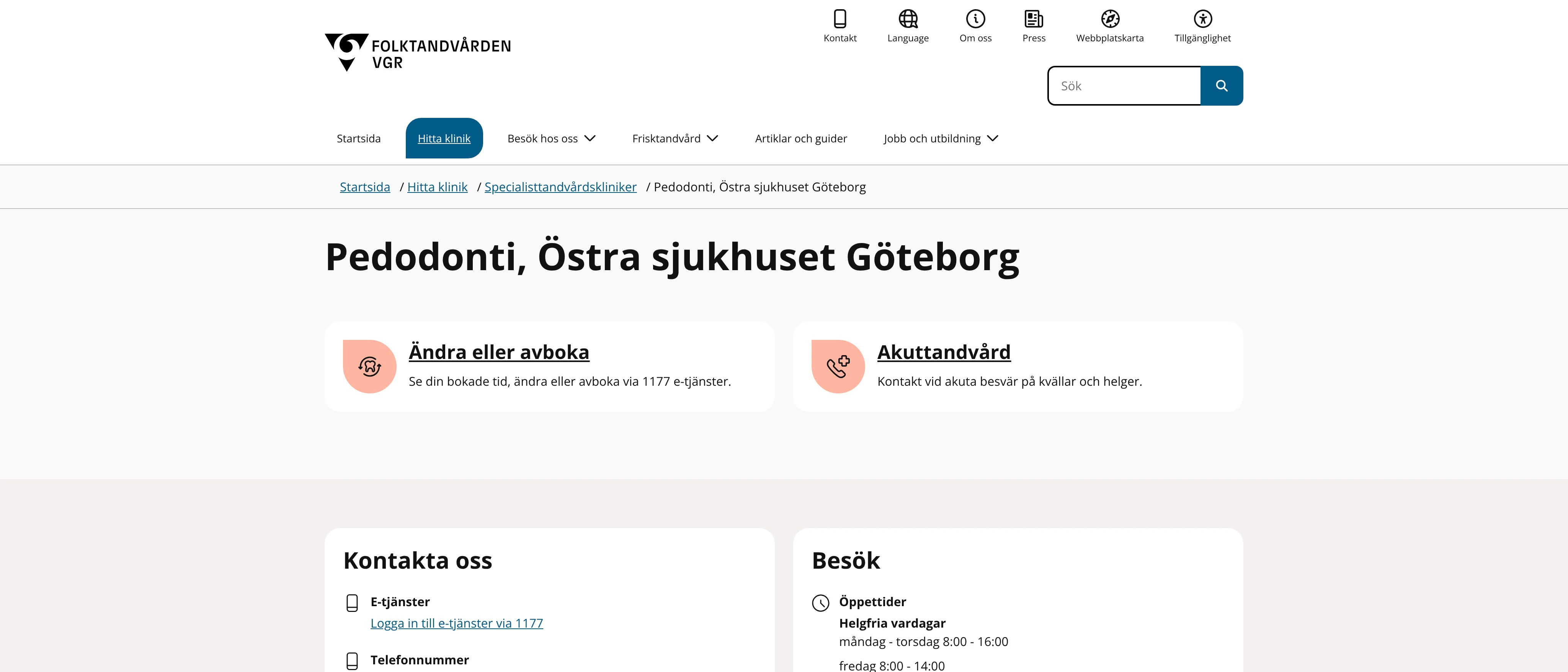 Specialistkliniken för pedodonti SU/Östra Göteborg, Göteborg