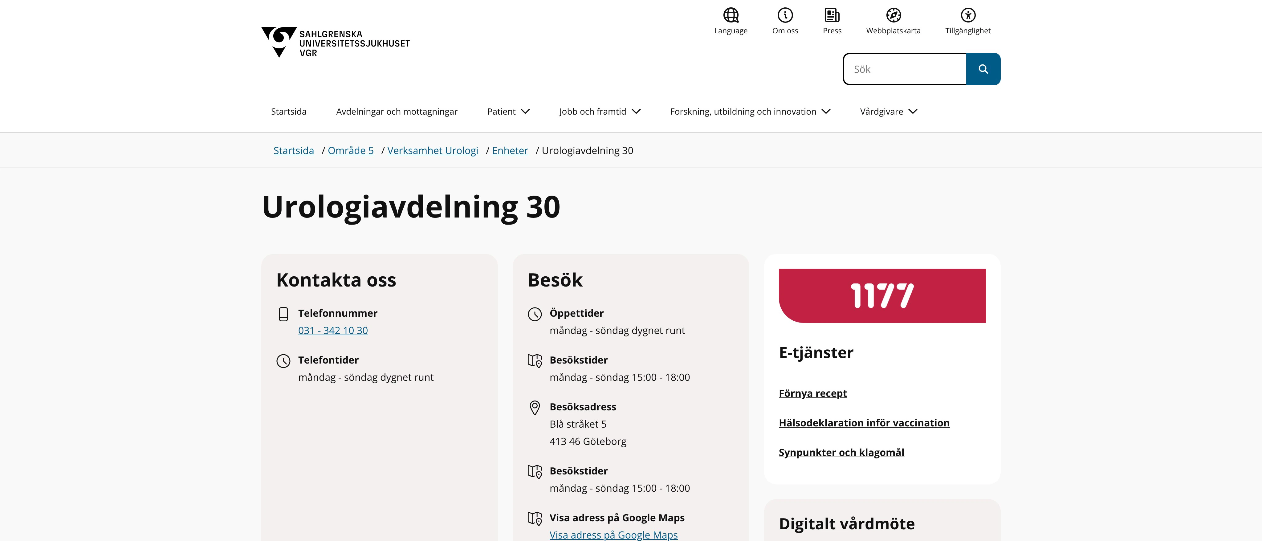 Urologiavdelning 30, Göteborg