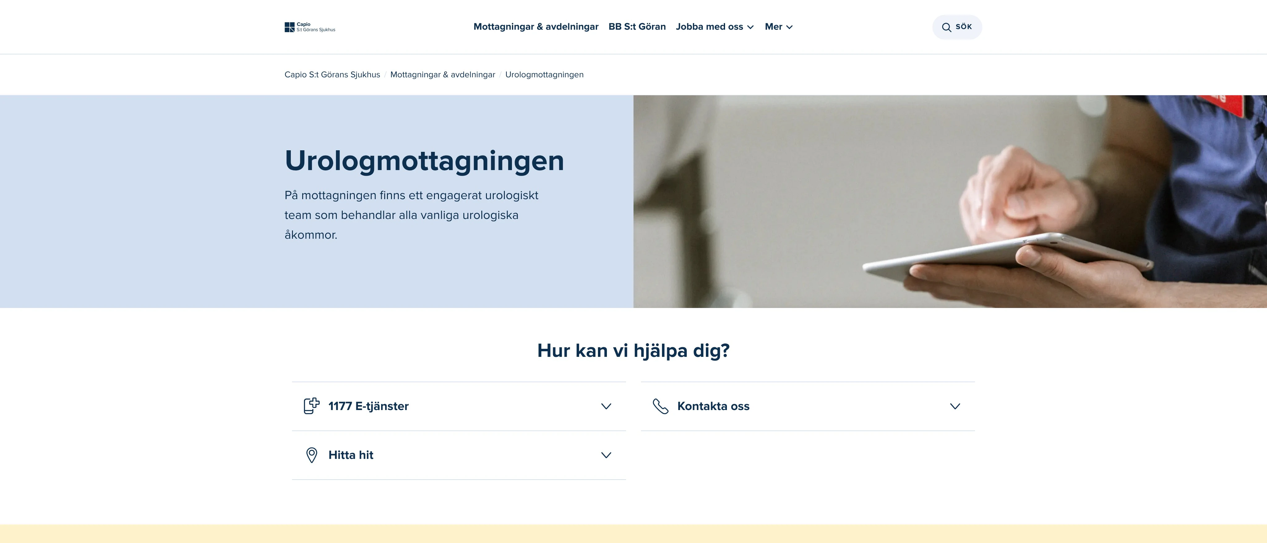 Urologmottagningen, Capio S:t Görans Sjukhus