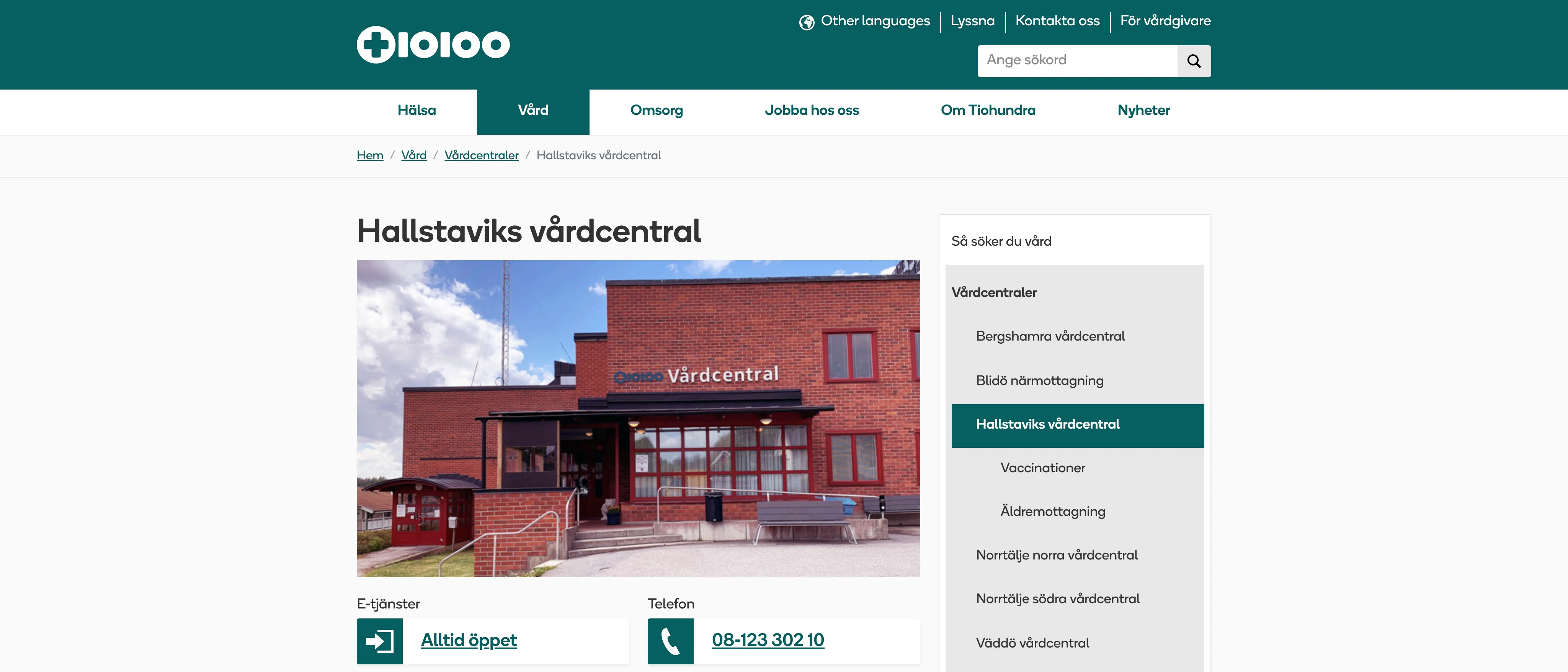 Hallstaviks vårdcentral, Tiohundra