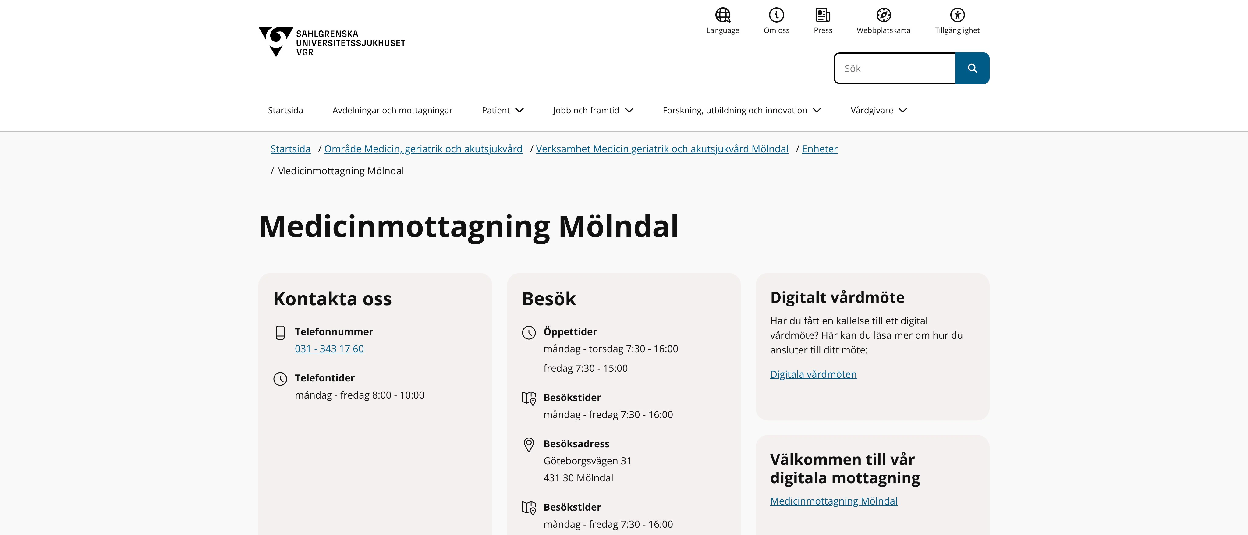 Medicinmottagning Mölndal, Mölndal