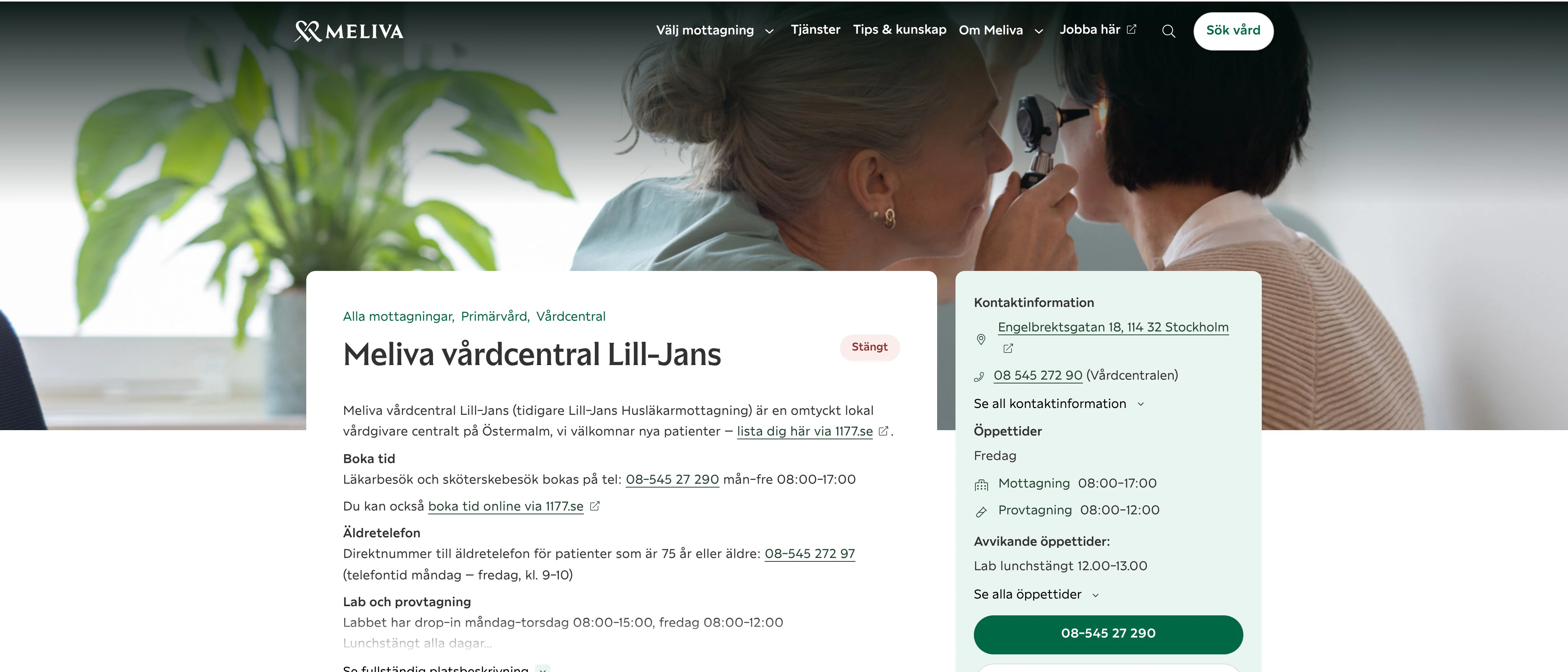 Meliva vårdcentral Lill-Jans, Östermalm